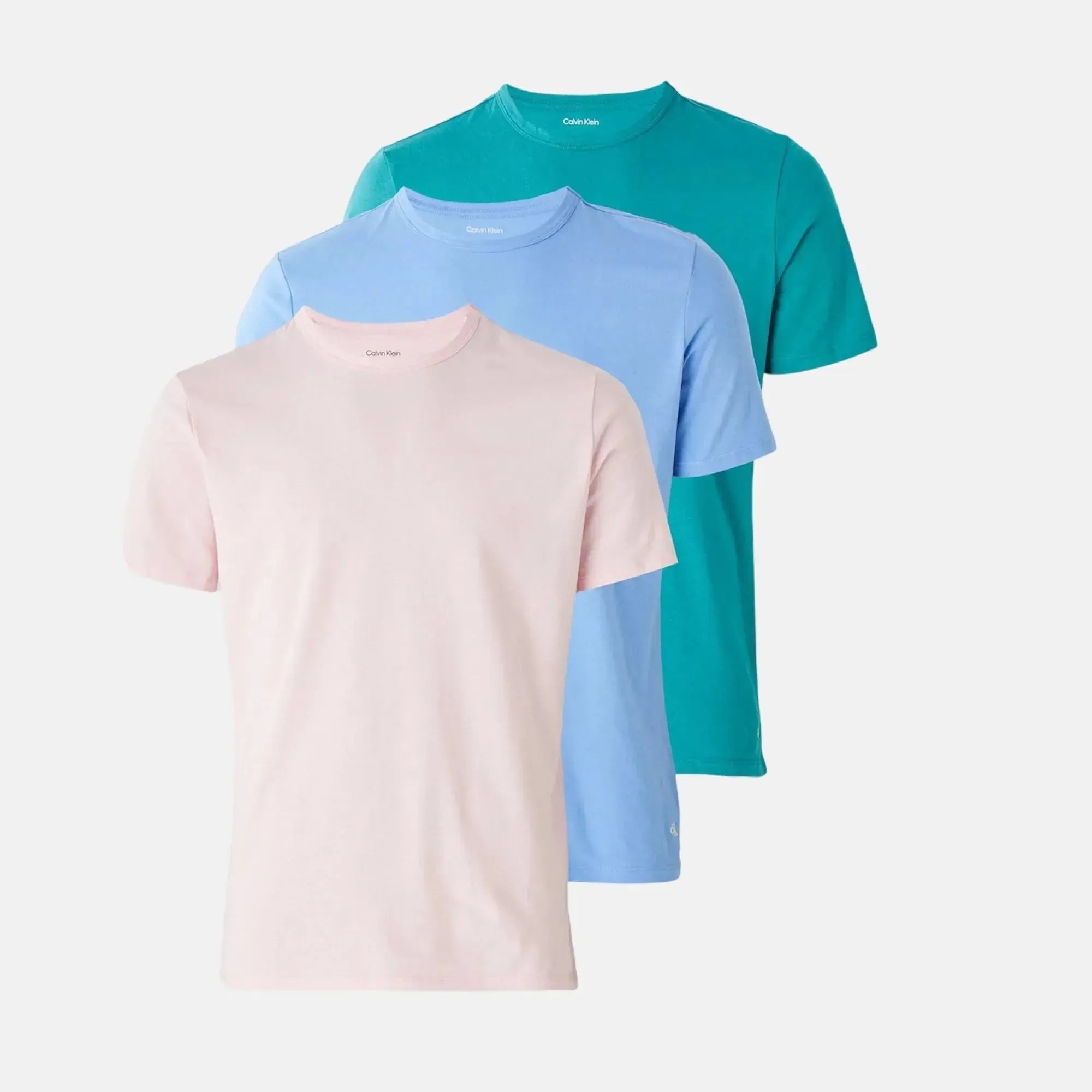 Calvin Klein 3 Pack Cotton Stretch T-Shirts Buff Pink Bayou Glacier - SPR355-S - northern threads uk