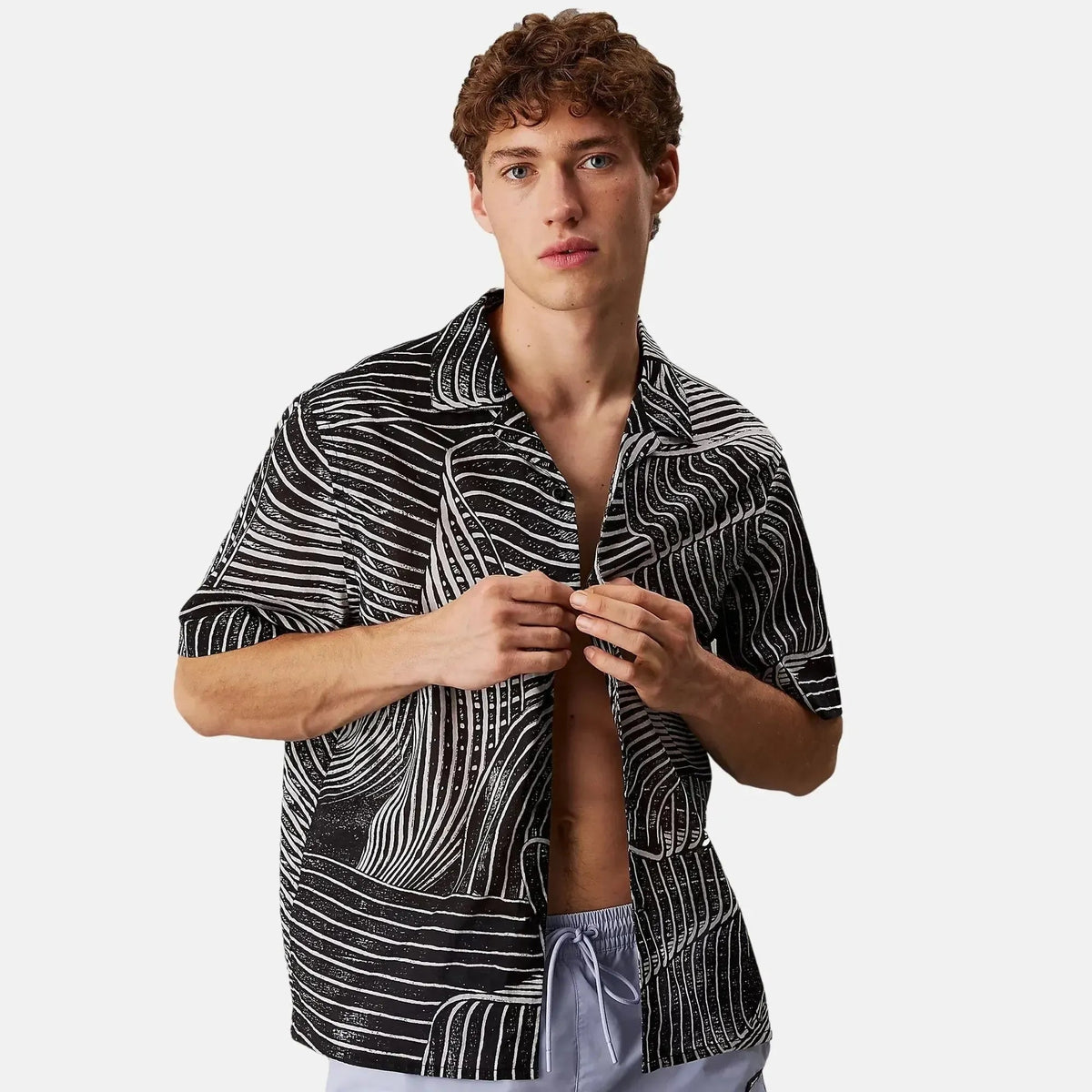 Calvin Klein All Over Printed Beach Shirt Palm Leaves AOP | Northern Threads Designer Menswear