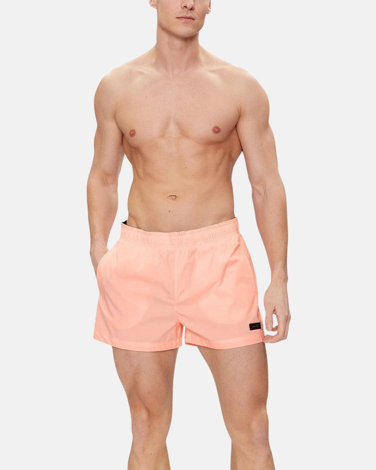 CALVIN KLEIN TAG LOGO SWIM SHORTS PINK - CALVIN-KLEIN-KM0KM00941-U03-S - northern threads uk