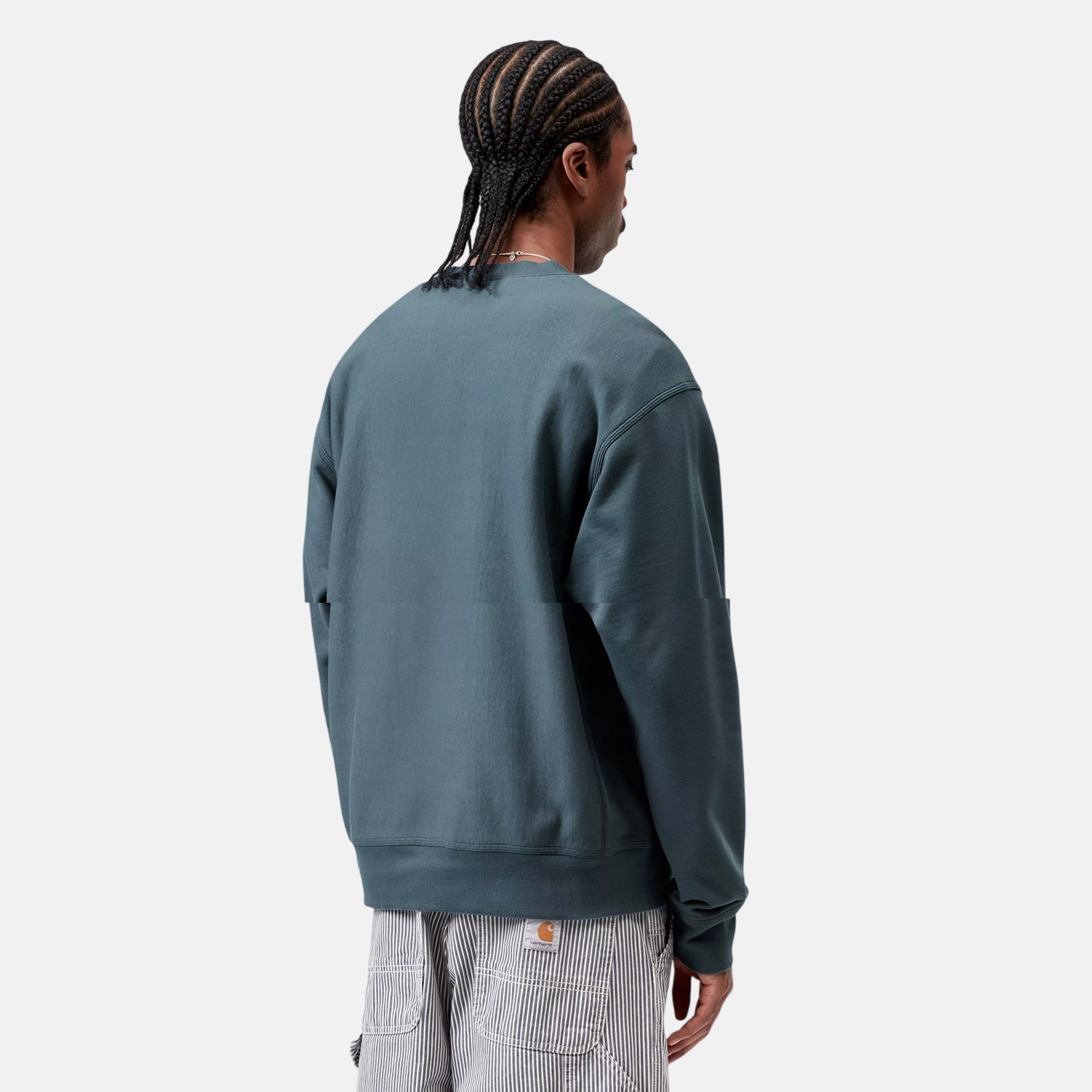 Carhartt WIP American Script Sweatshirt Office Blue - SPR1030-S - northern threads uk