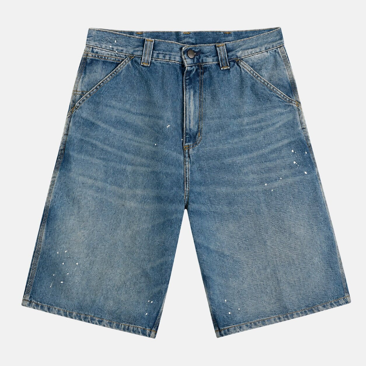 Carhartt WIP Denim OG Single Knee Short Blue Destroy Wash Splatter | Northern Threads Designer Menswear