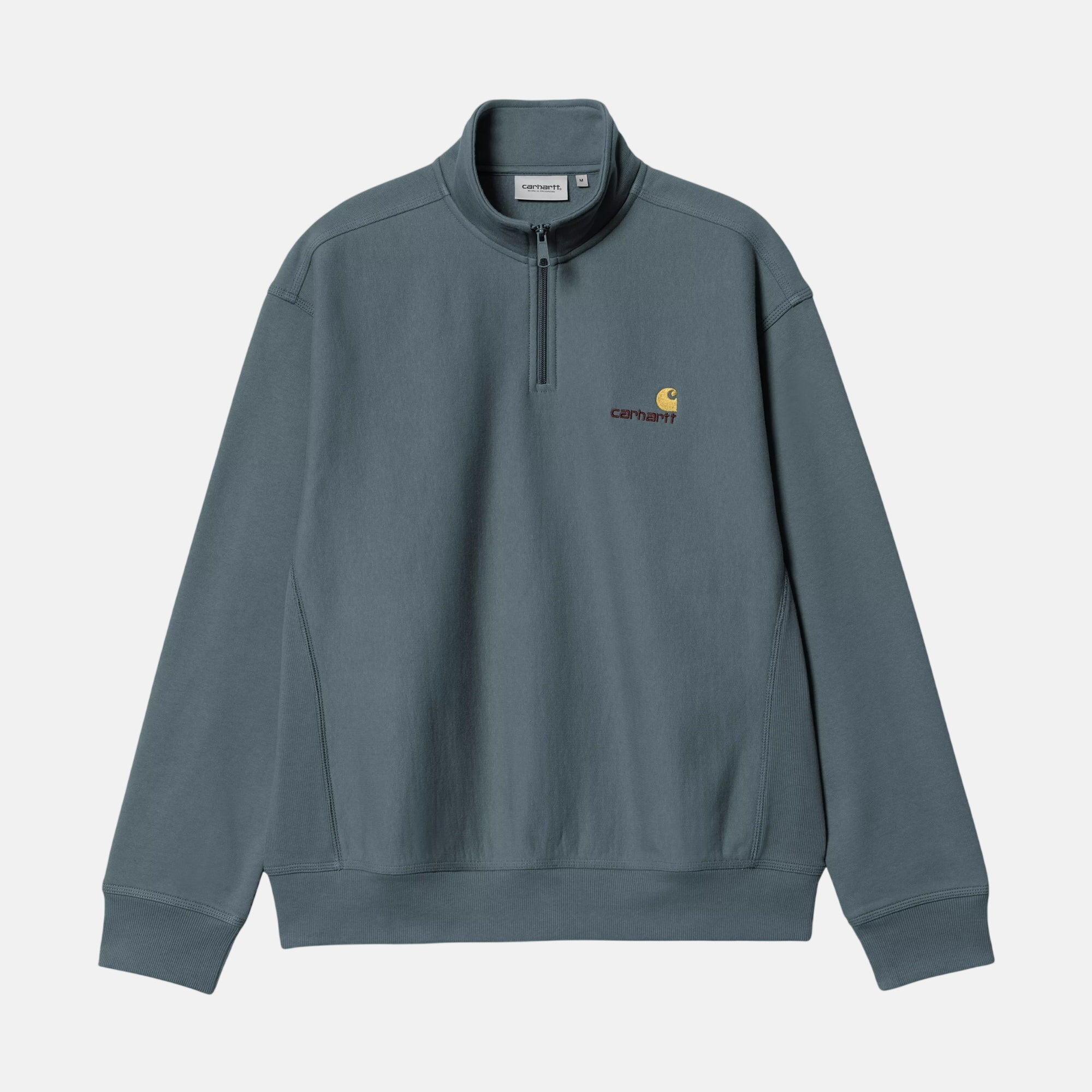 Carhartt WIP Half Zip American Script Sweatshirt Office Blue - SPR1029-M - northern threads uk