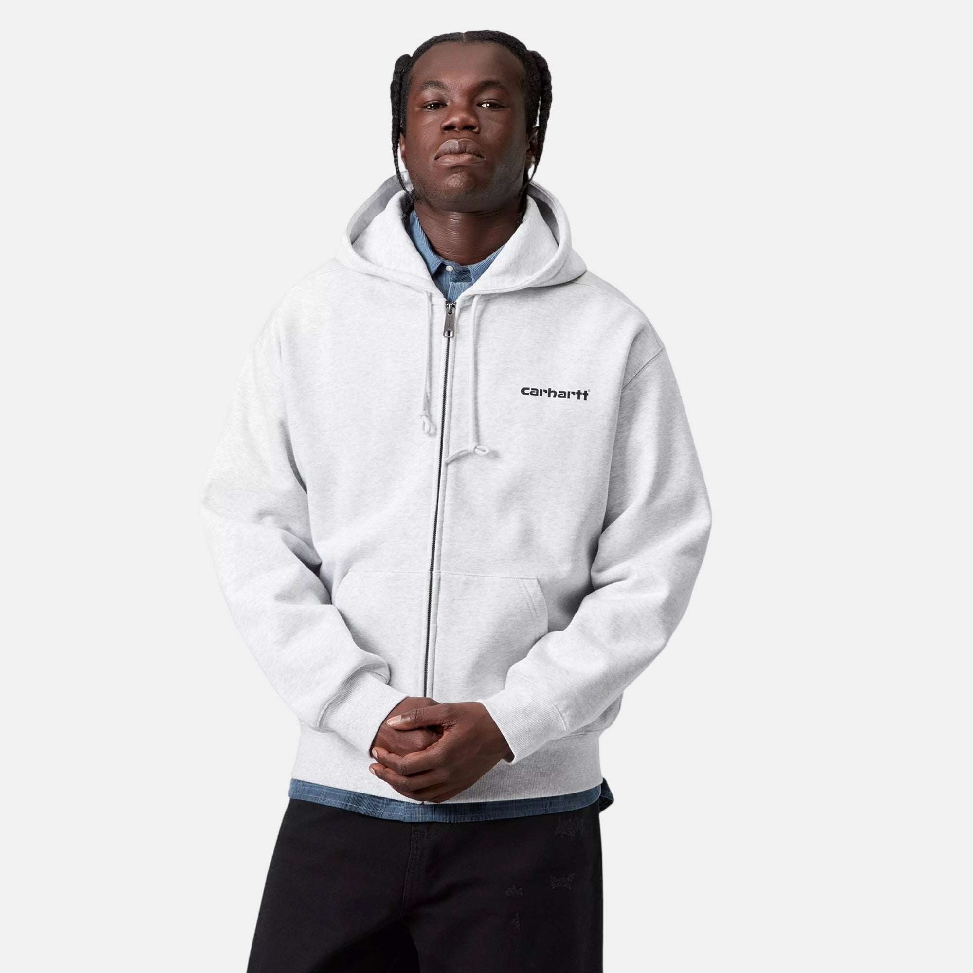 Carhartt WIP Hooded Archive Lines Sweatshirt Jacket Ash Heather - SPR992-M - northern threads uk