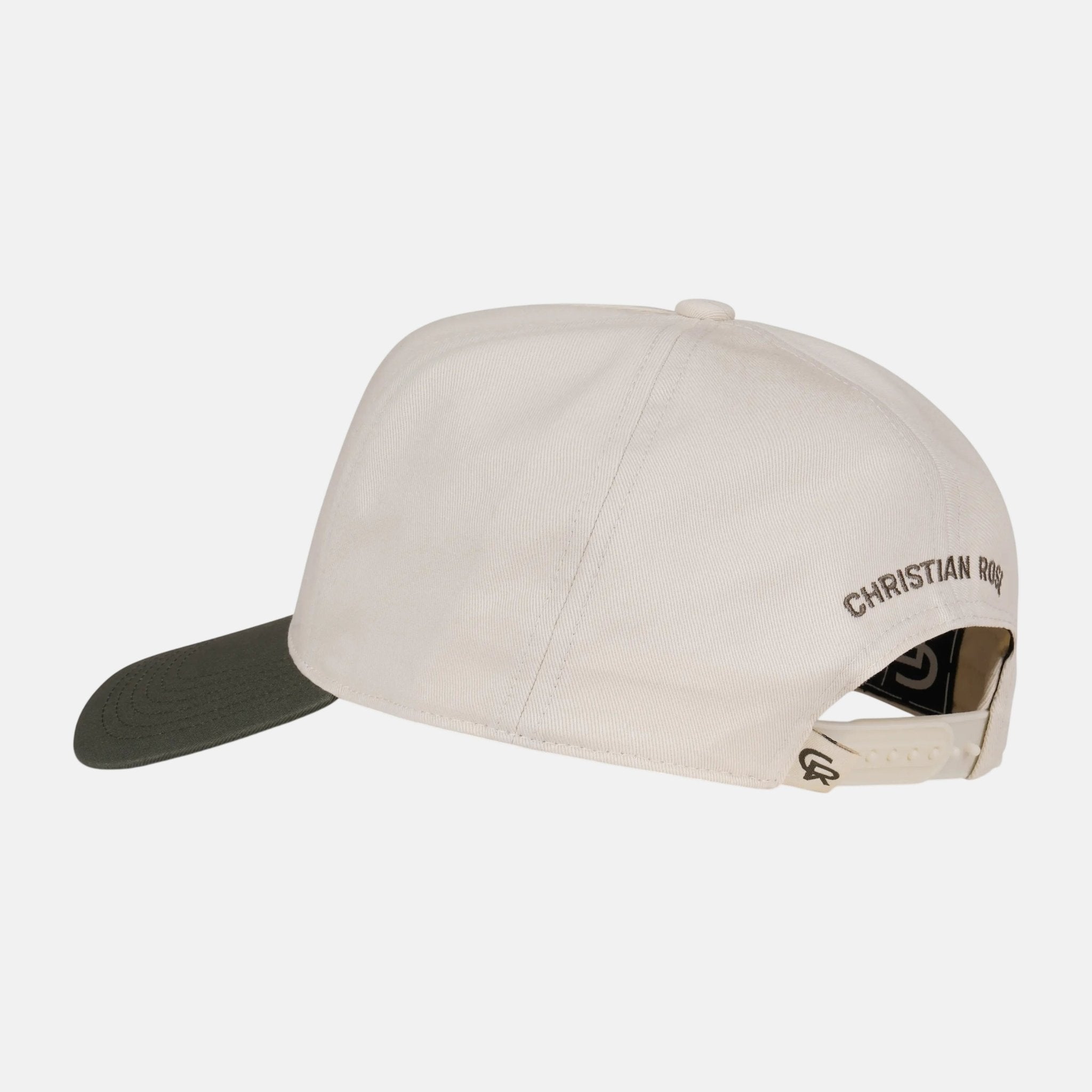 Christian Rose Contrast Unstructured Trucker Cap White Olive - CR038WO - northern threads uk