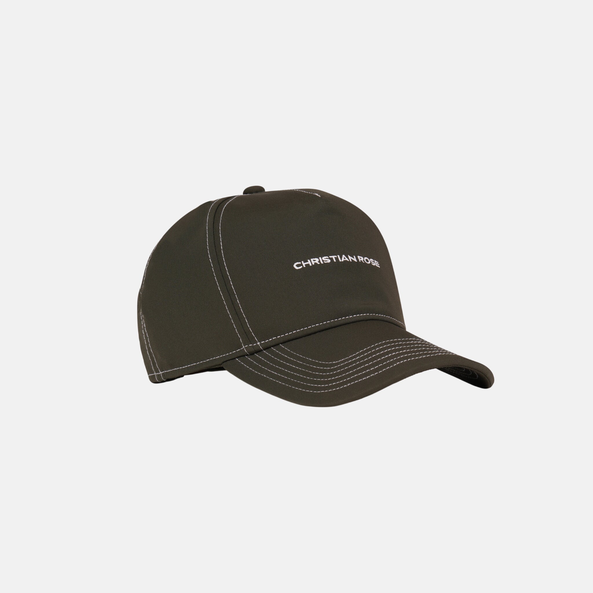 Christian Rose Nylon Trucker Olive White - CR037OW - northern threads uk
