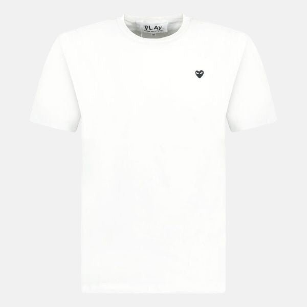 Comme des Garcons Play Small Black Stitch Heart T-Shirt White - C71 - northern threads uk
