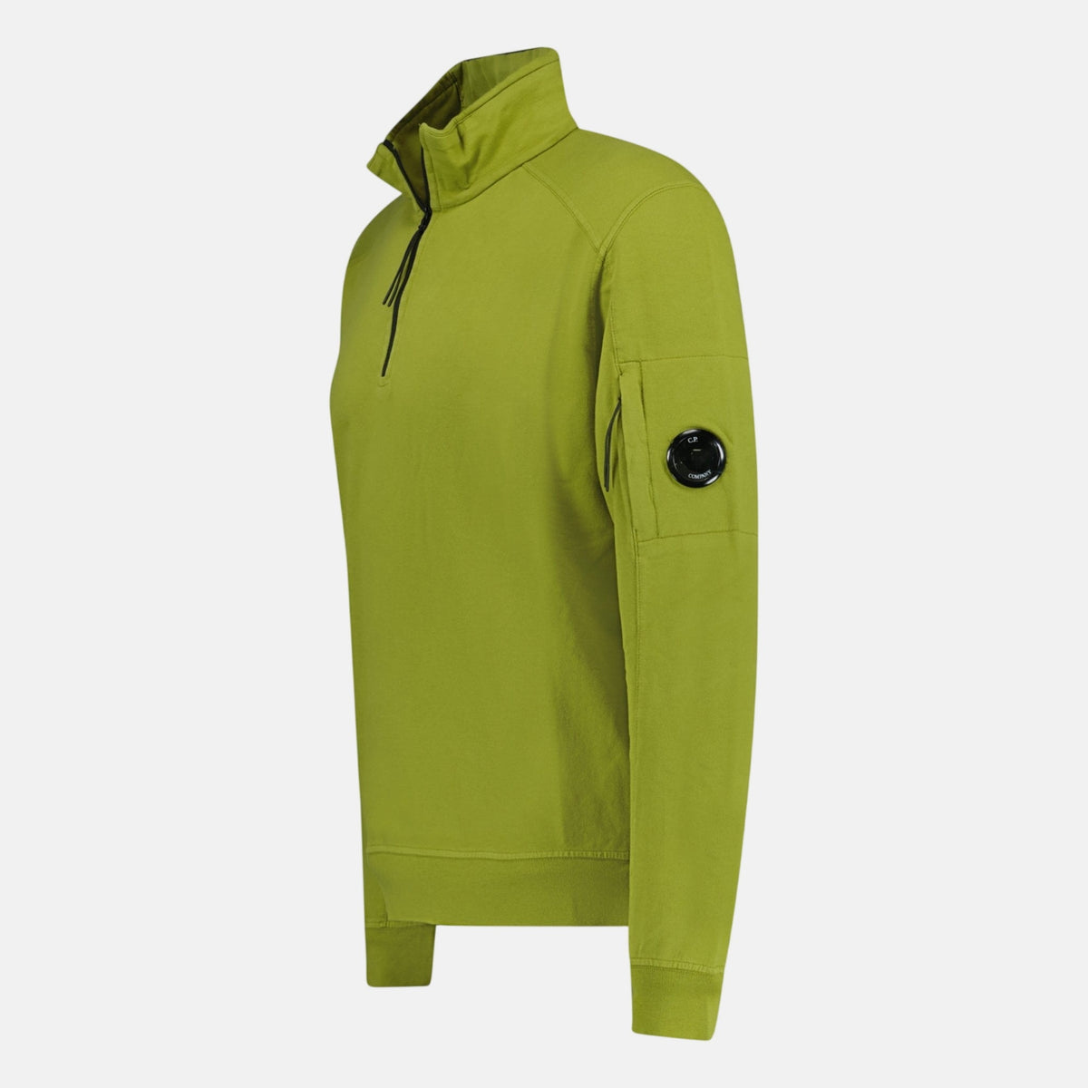 CP Company 1/4 Zip Lens Sweatshirt Light Fleece Olive | Northern Threads Designer Menswear