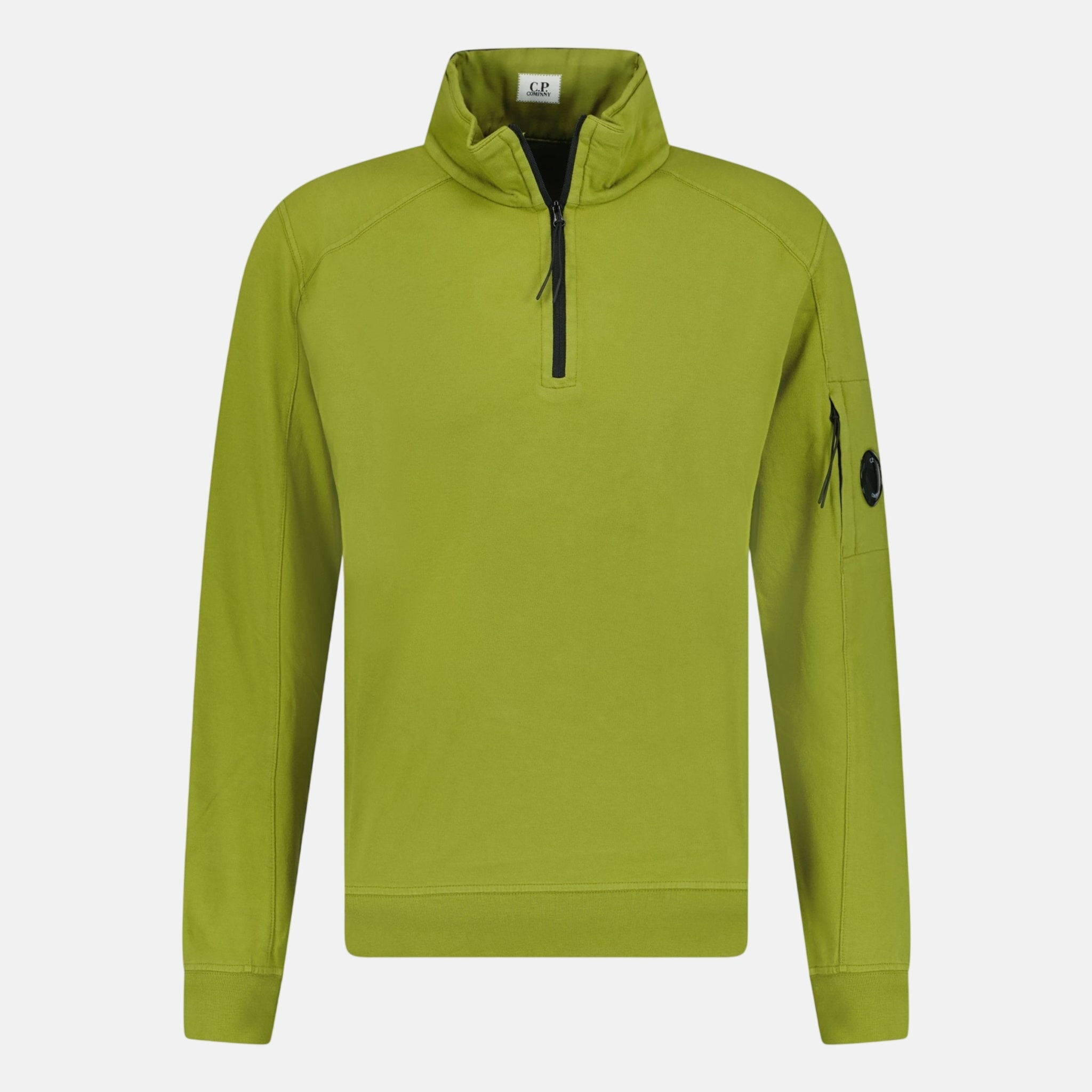 CP Company 1/4 Zip Lens Sweatshirt Light Fleece Olive - C39 - northern threads uk
