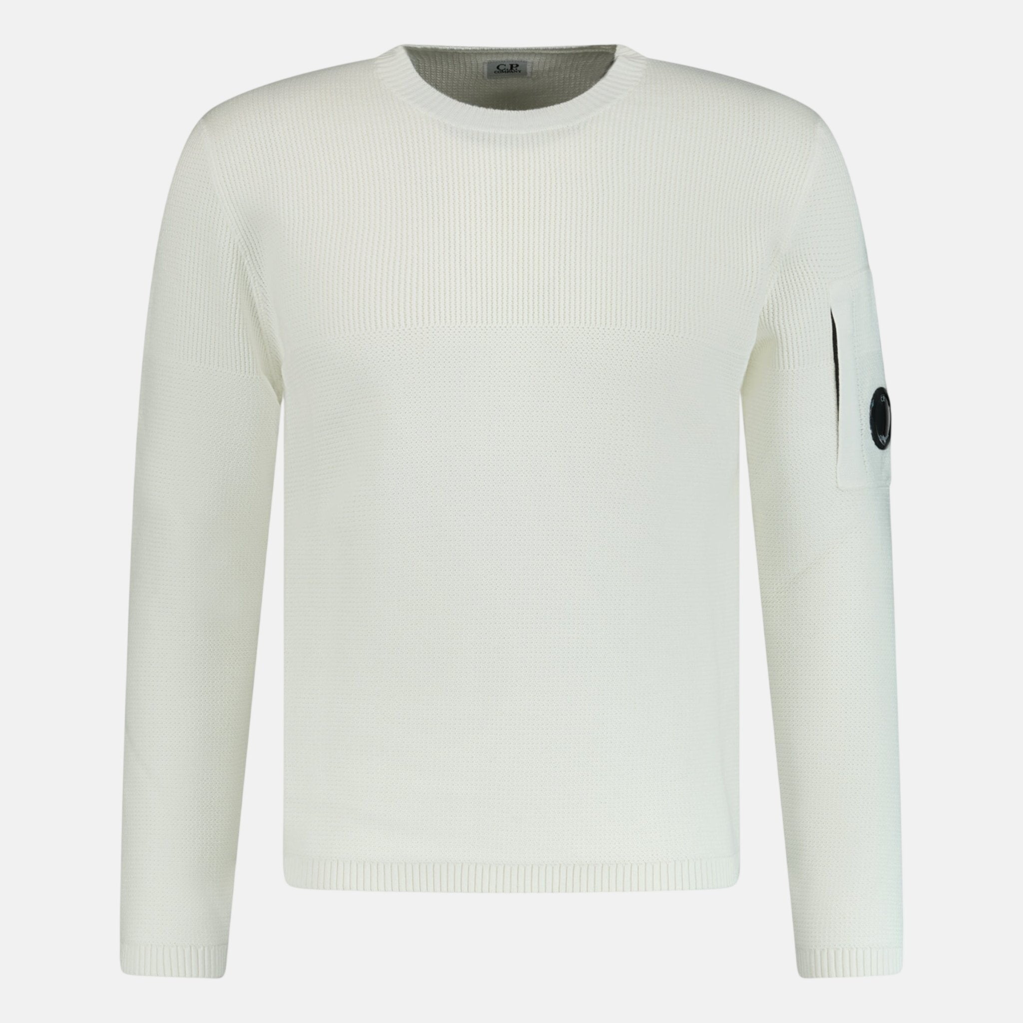 CP Company Arm Lens Knitted Sweatshirt White - A4 - northern threads uk