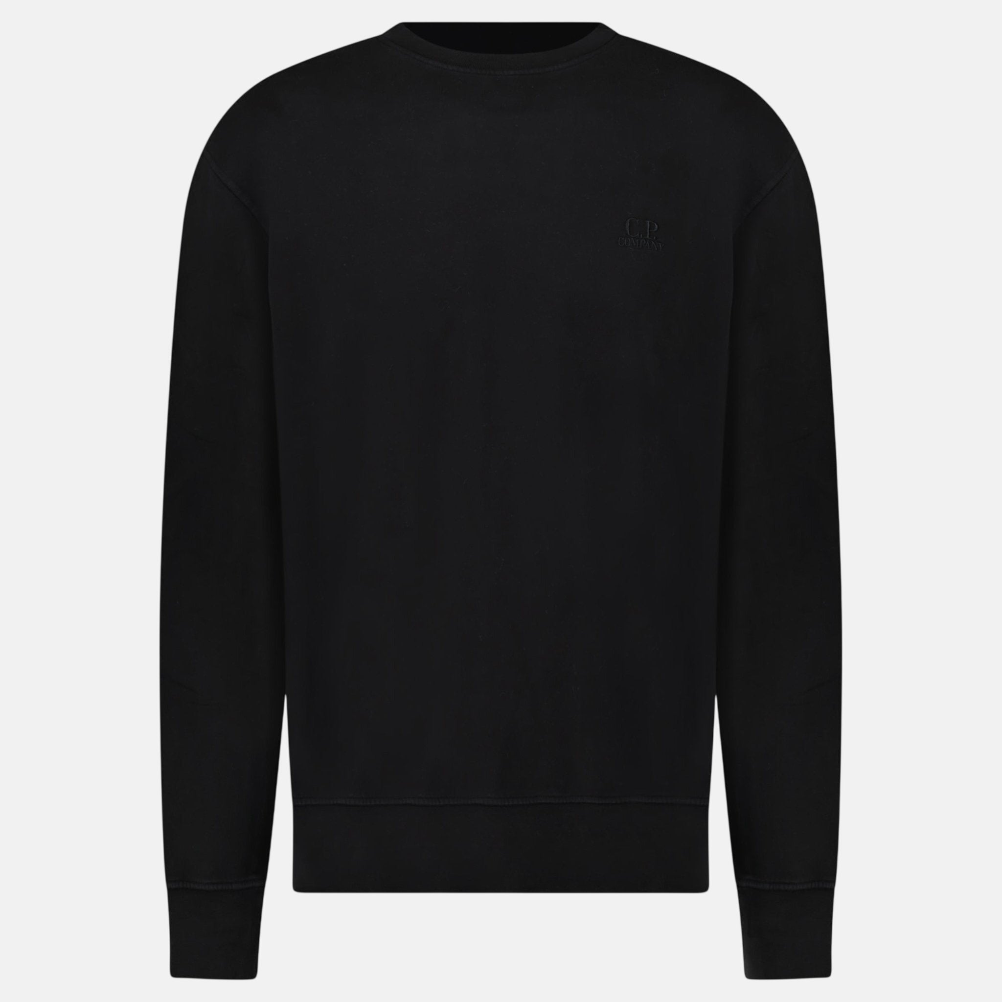CP Company Brushed and Emerized Diagonal Fleece Crewneck Sweatshirt Black - A30 - northern threads uk