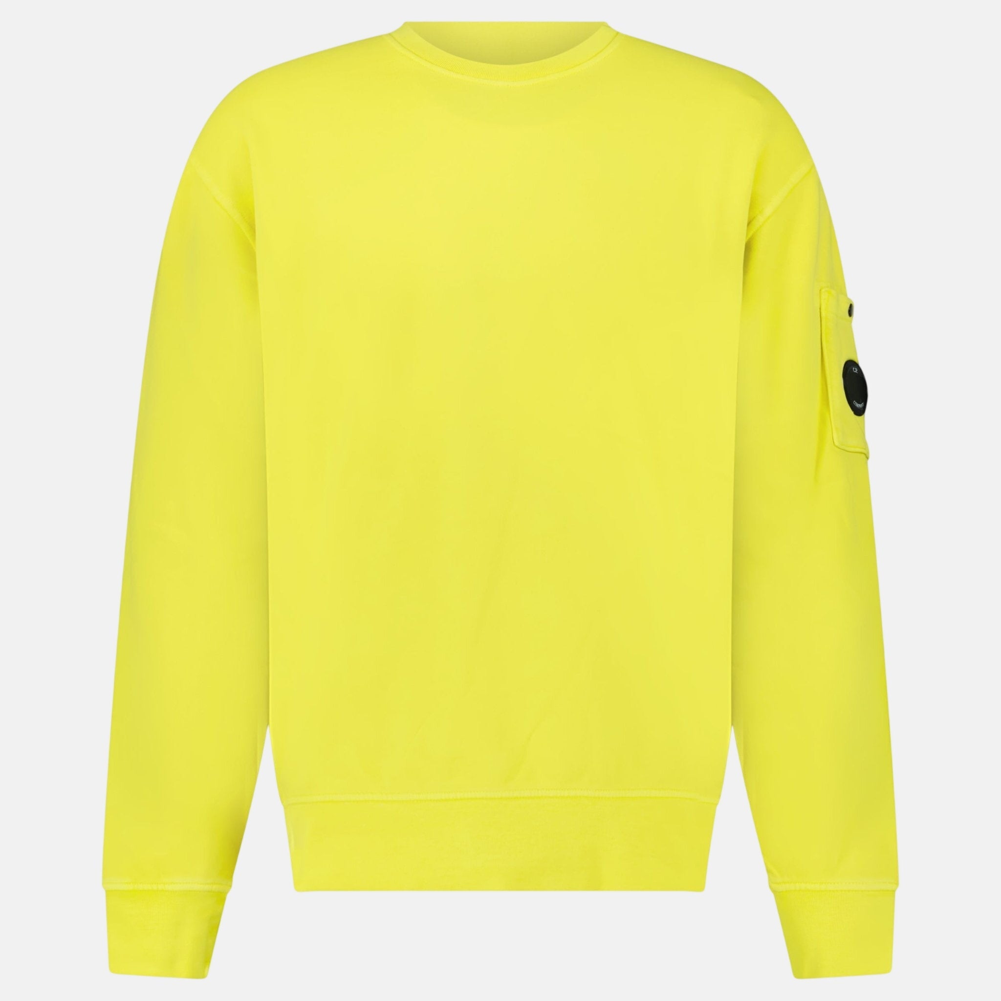 CP Company Brushed and Emerized Diagonal Fleece Crewneck Sweatshirt Green Sheen - A6 - northern threads uk