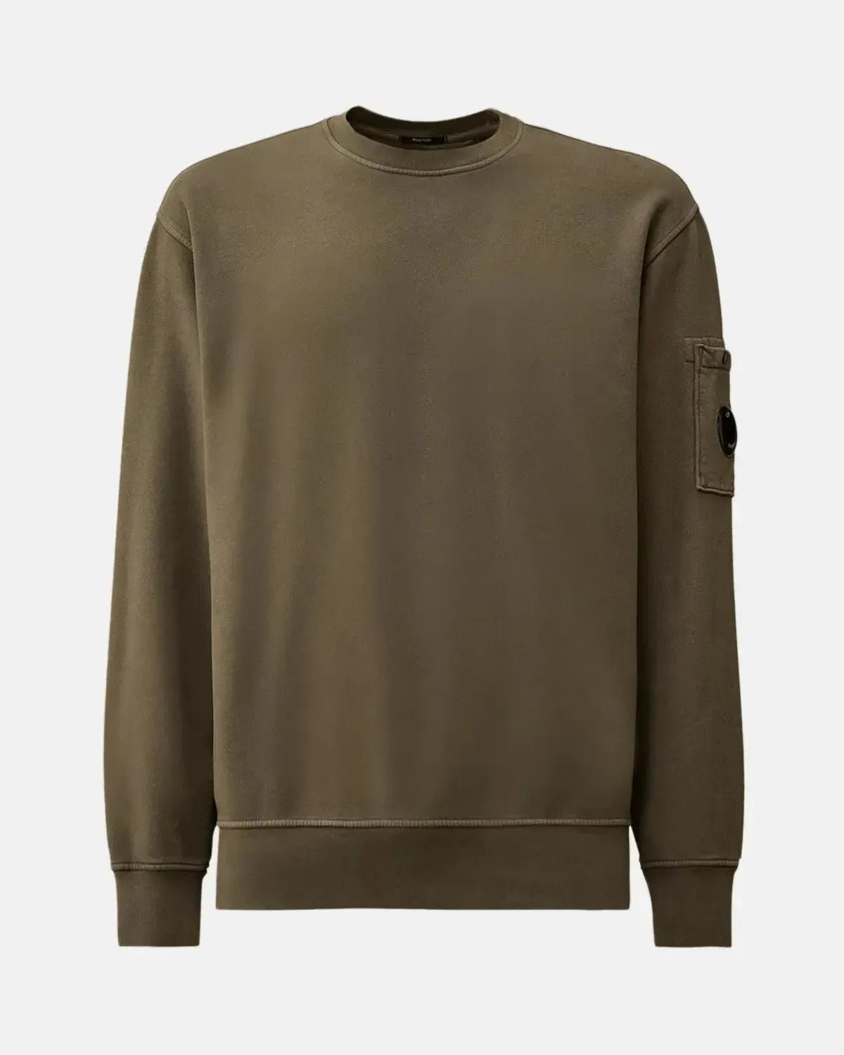 CP COMPANY BRUSHED AND EMERIZED DIAGONAL RAISED FLEECE LENS SWEAT GUNMETAL GREY - CP-COMPANY-19CMSS718A-006372R-921-S - northern threads uk