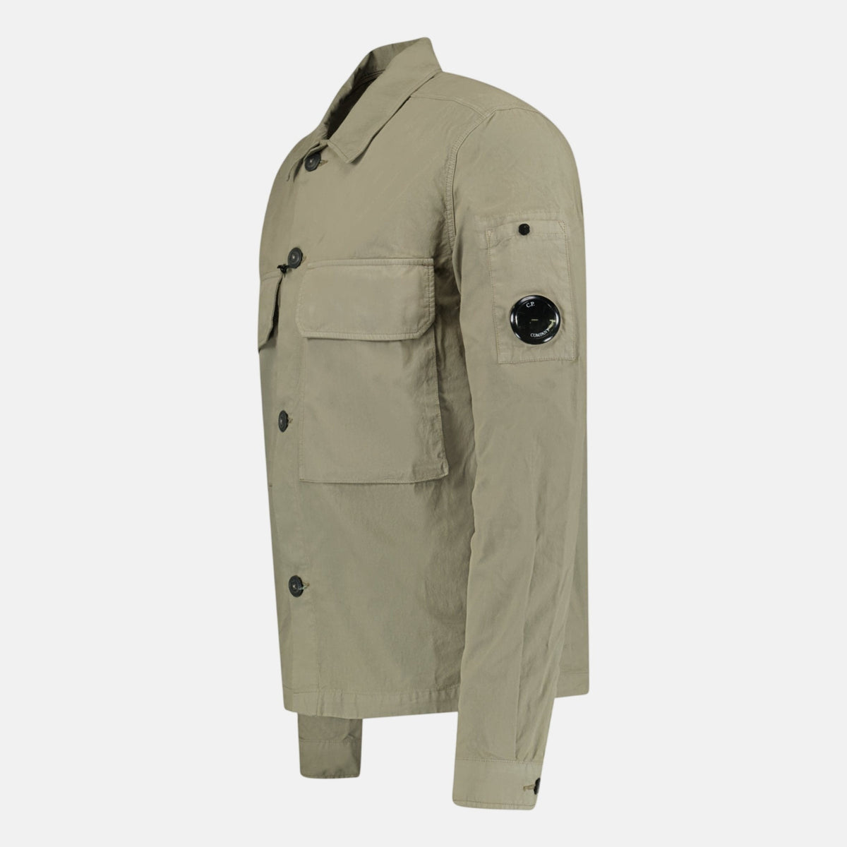 CP Company Button Up Lens Overshirt Light Khaki | Northern Threads Designer Menswear
