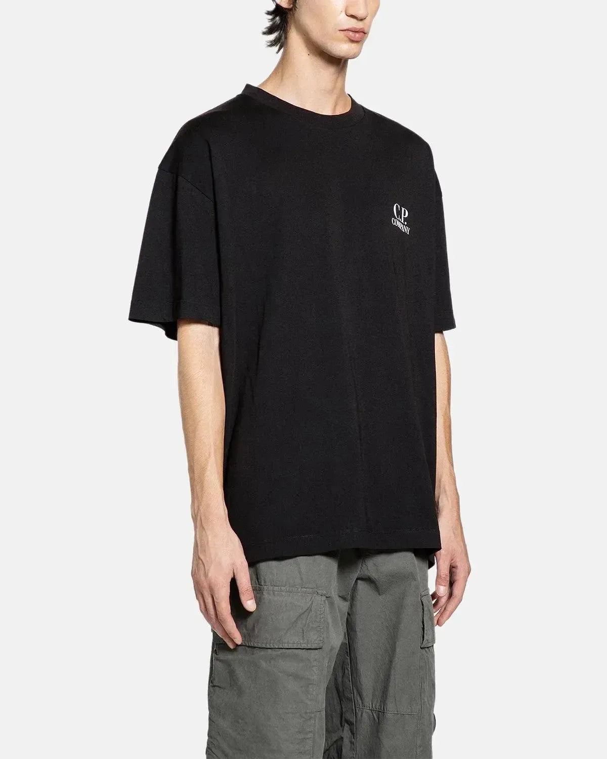 CP COMPANY-CP COMPANY 30/1 JERSEY BACK LOGO T-SHIRT BLACK-NORTHERN THREADS DESIGNER MENSWEAR