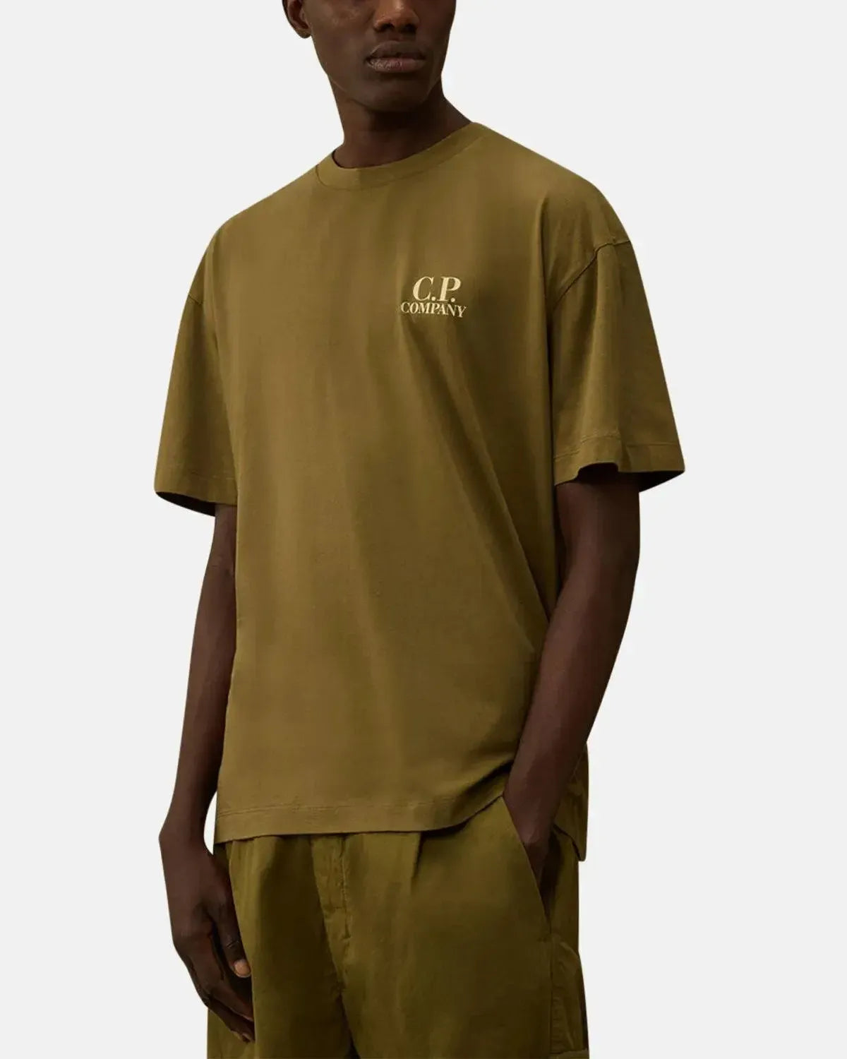 CP COMPANY-CP COMPANY 30/1 JERSEY BACK LOGO T-SHIRT CAPERS-NORTHERN THREADS DESIGNER MENSWEAR