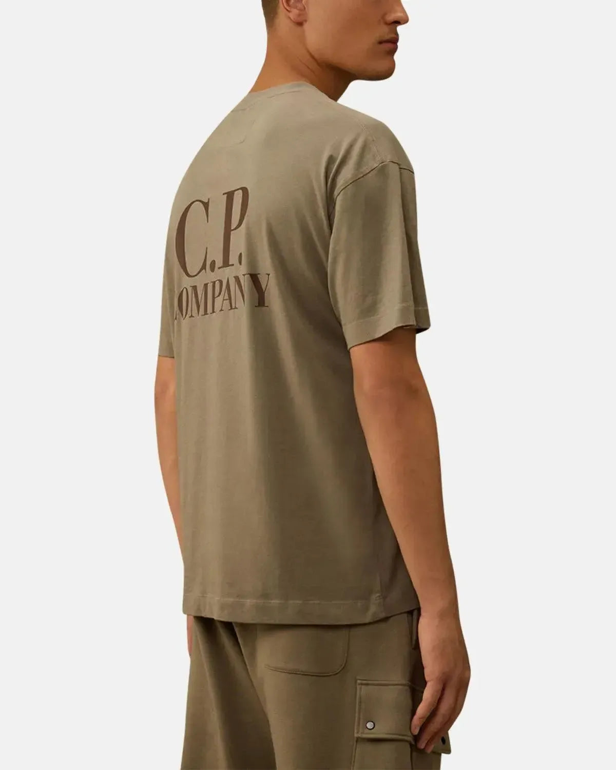 CP COMPANY-CP COMPANY 30/1 JERSEY BACK LOGO T-SHIRT FALLEN ROCK GREY-NORTHERN THREADS DESIGNER MENSWEAR