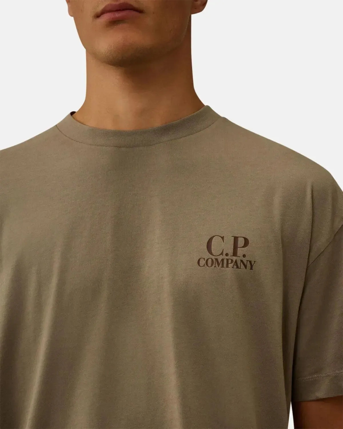 CP COMPANY-CP COMPANY 30/1 JERSEY BACK LOGO T-SHIRT FALLEN ROCK GREY-NORTHERN THREADS DESIGNER MENSWEAR
