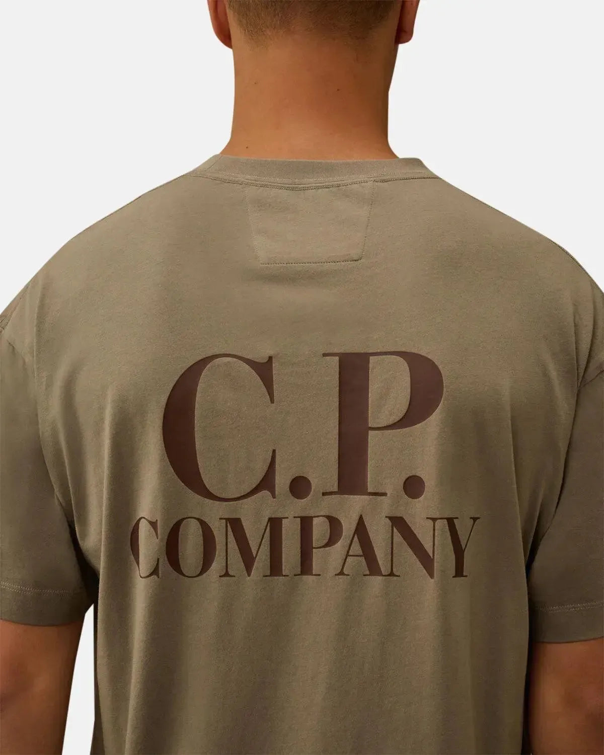 CP COMPANY-CP COMPANY 30/1 JERSEY BACK LOGO T-SHIRT FALLEN ROCK GREY-NORTHERN THREADS DESIGNER MENSWEAR