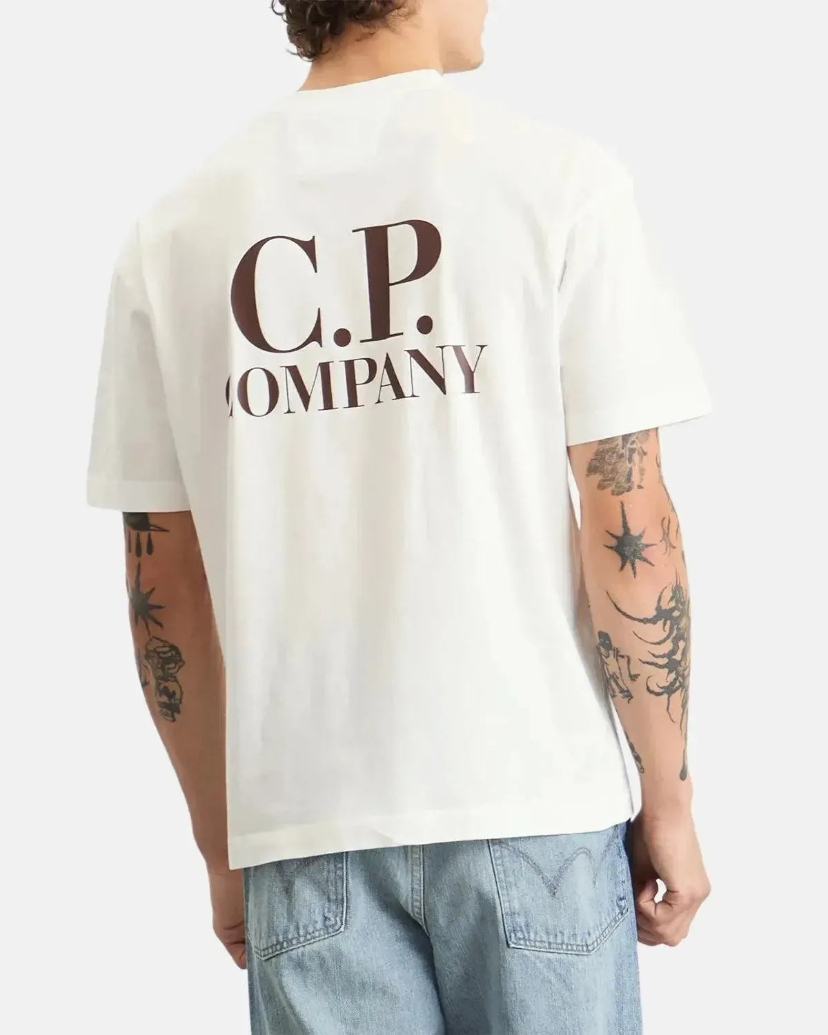 CP COMPANY-CP COMPANY 30/1 JERSEY BACK LOGO T-SHIRT GAUZE WHITE-NORTHERN THREADS DESIGNER MENSWEAR
