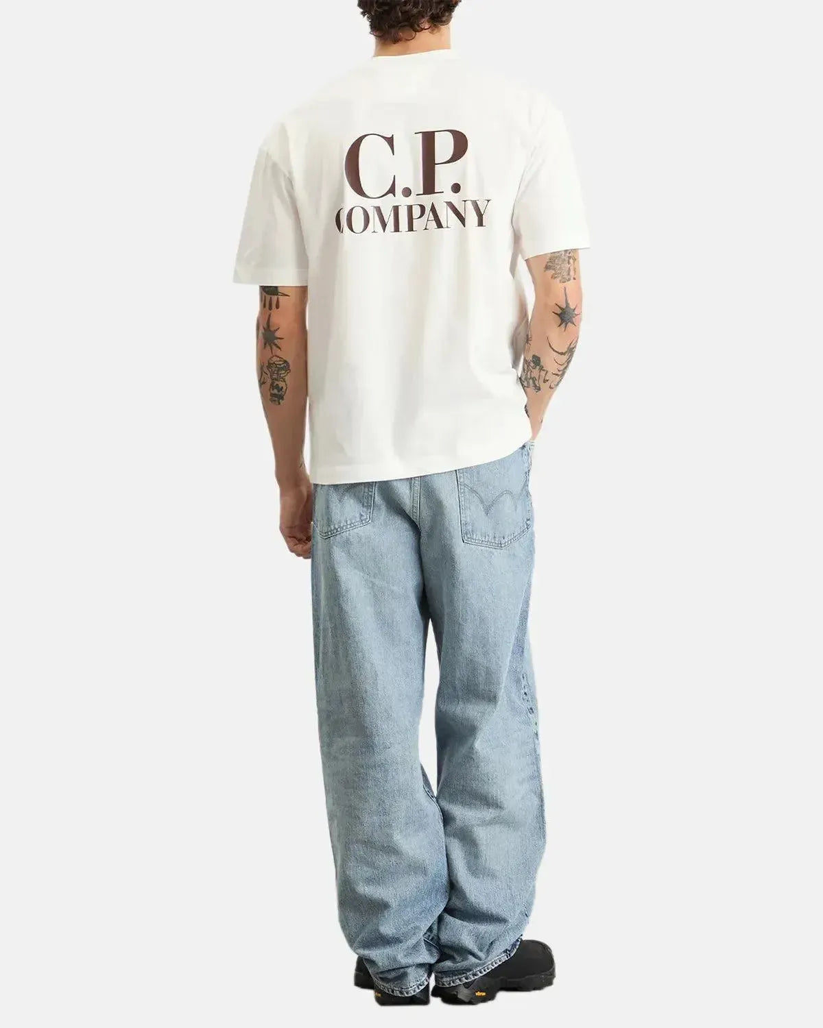 CP COMPANY-CP COMPANY 30/1 JERSEY BACK LOGO T-SHIRT GAUZE WHITE-NORTHERN THREADS DESIGNER MENSWEAR