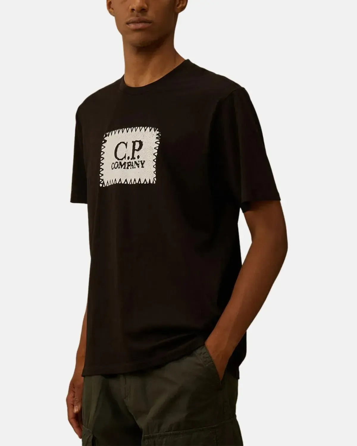 CP COMPANY-CP COMPANY 30/1 JERSEY LABEL LOGO T-SHIRT BLACK-NORTHERN THREADS DESIGNER MENSWEAR
