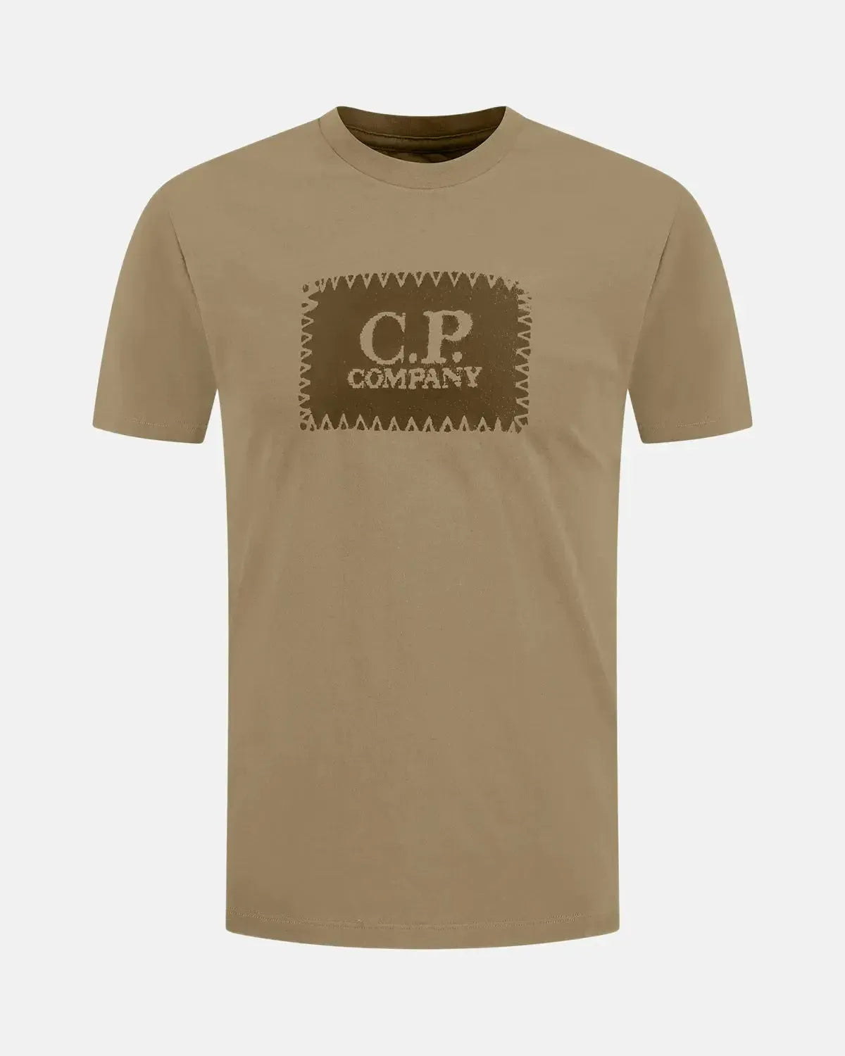 CP COMPANY-CP COMPANY 30/1 JERSEY LABEL LOGO T-SHIRT FALLEN ROCK GREY-NORTHERN THREADS DESIGNER MENSWEAR