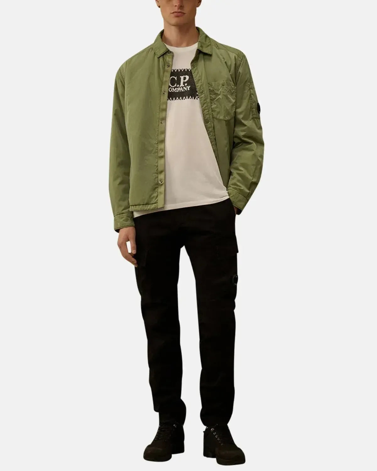 CP COMPANY-CP COMPANY 30/1 JERSEY LABEL LOGO T-SHIRT GAUZE WHITE-NORTHERN THREADS DESIGNER MENSWEAR