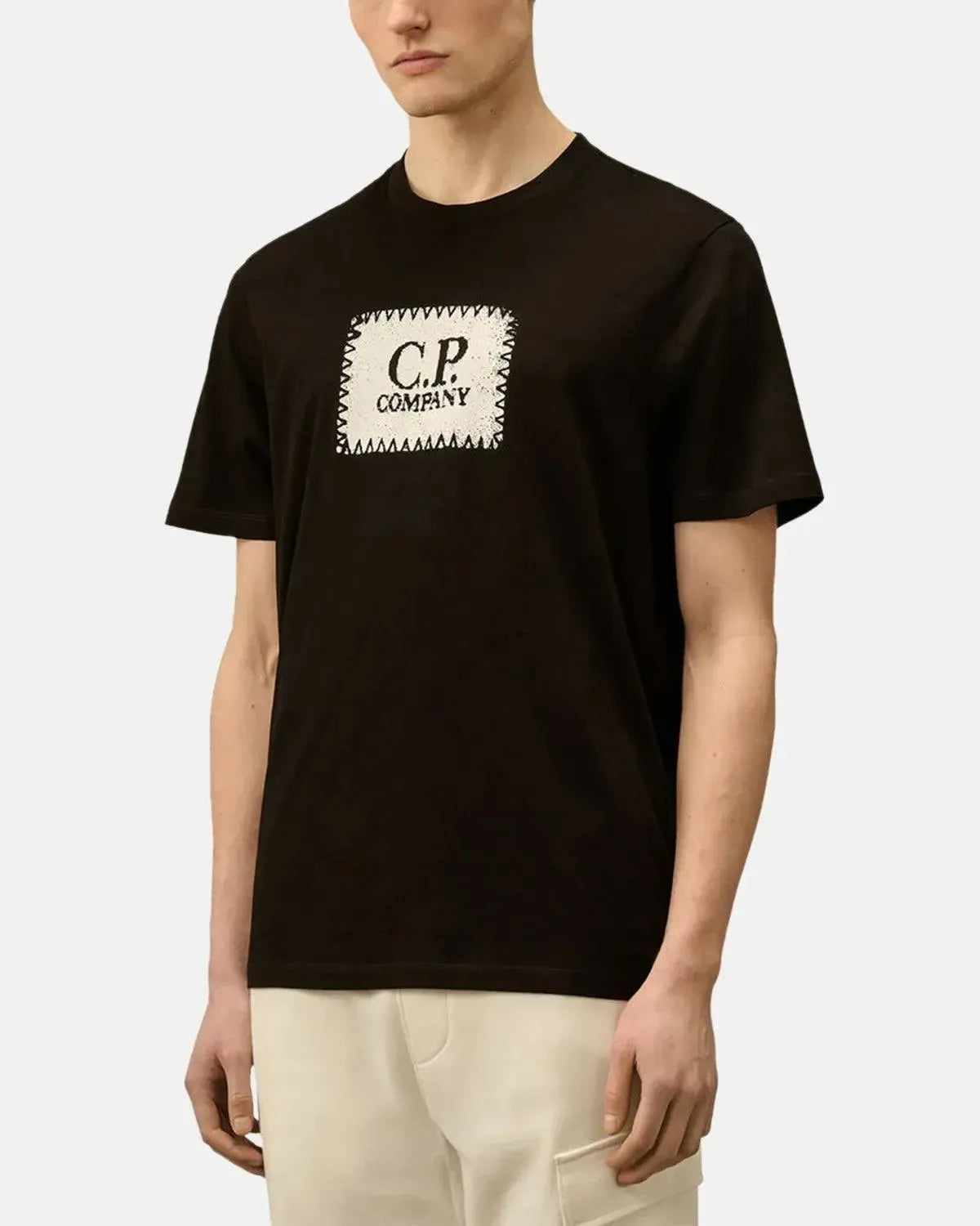 CP COMPANY-CP COMPANY 30/1 JERSEY LOGO T-SHIRT BLACK-NORTHERN THREADS DESIGNER MENSWEAR