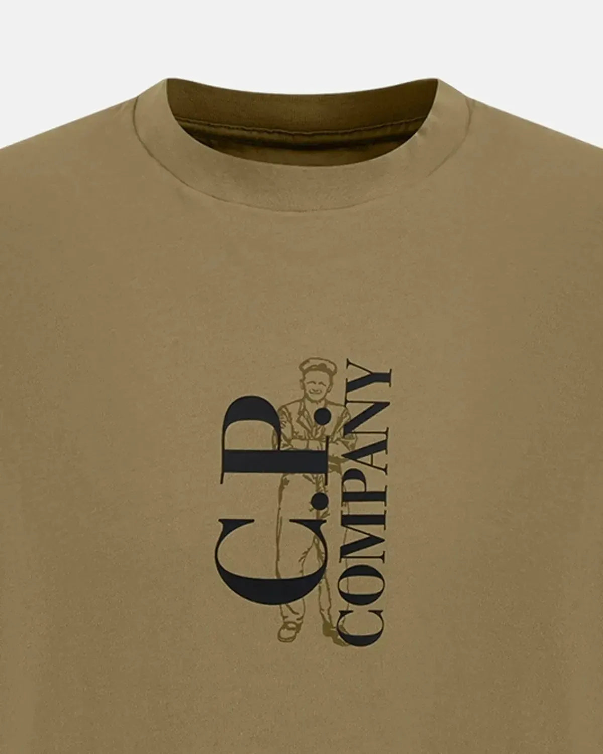 CP COMPANY-CP COMPANY 30/1 JERSEY VERTICAL LOGO T-SHIRT FALLEN ROCK GREY-NORTHERN THREADS DESIGNER MENSWEAR