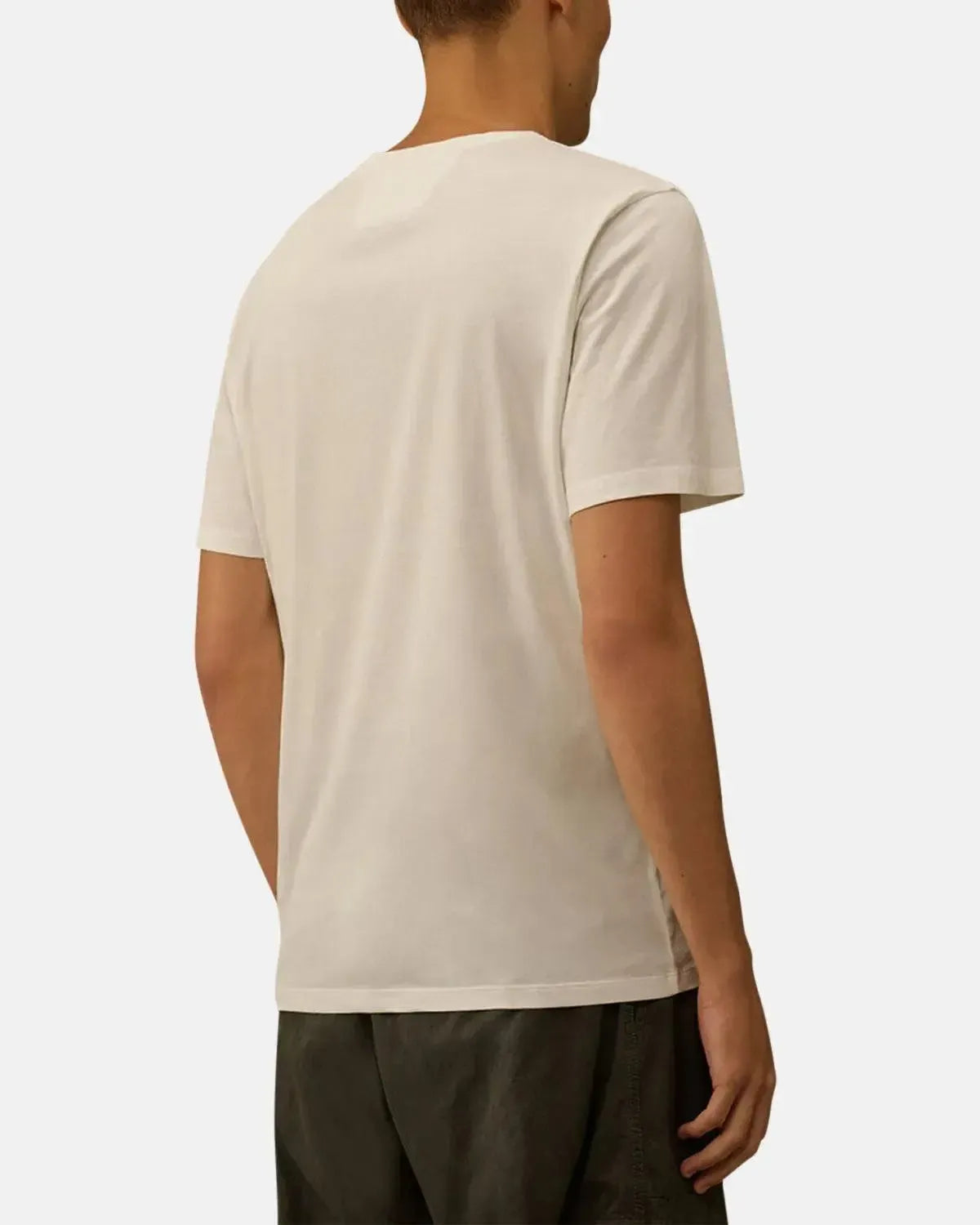 CP COMPANY-CP COMPANY 30/1 JERSEY VERTICAL LOGO T-SHIRT GAUZE WHITE-NORTHERN THREADS DESIGNER MENSWEAR