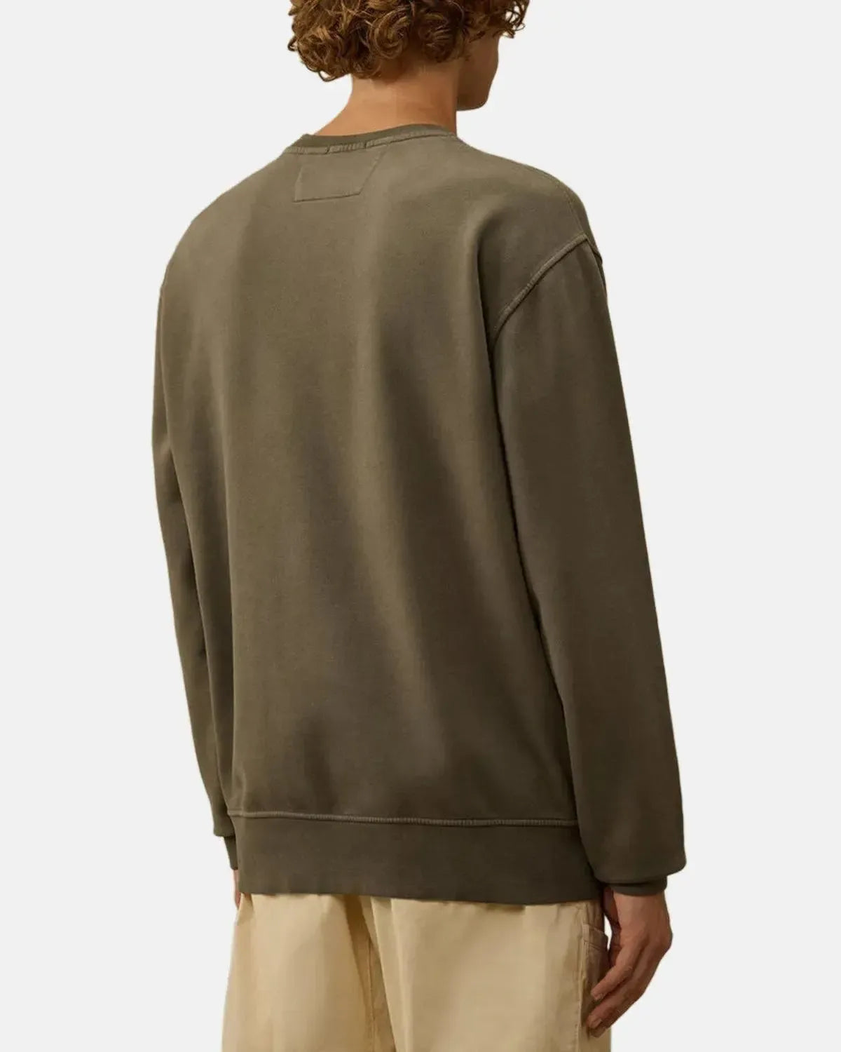 CP COMPANY-CP COMPANY BRUSHED AND EMERIZED DIAGONAL RAISED FLEECE LENS SWEAT GUNMETAL GREY-NORTHERN THREADS DESIGNER MENSWEAR