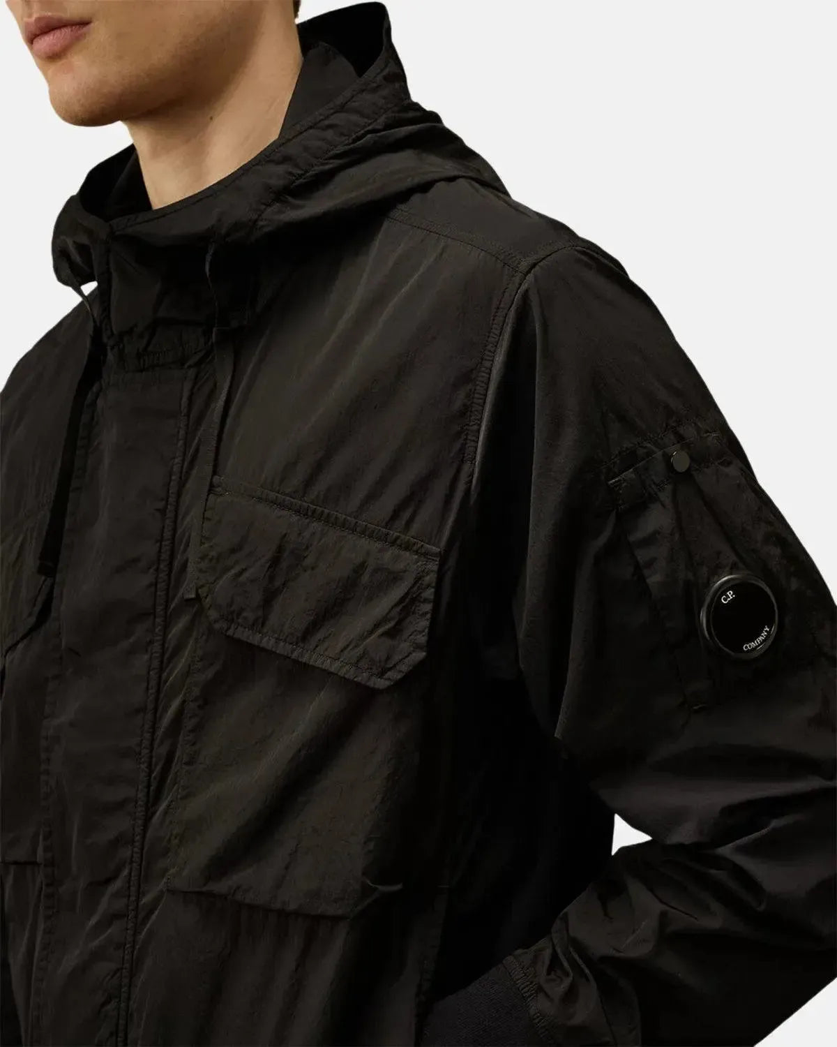 CP COMPANY-CP COMPANY CHROME-R HOODED LENS JACKET TOTAL ECLIPSE-NORTHERN THREADS DESIGNER MENSWEAR