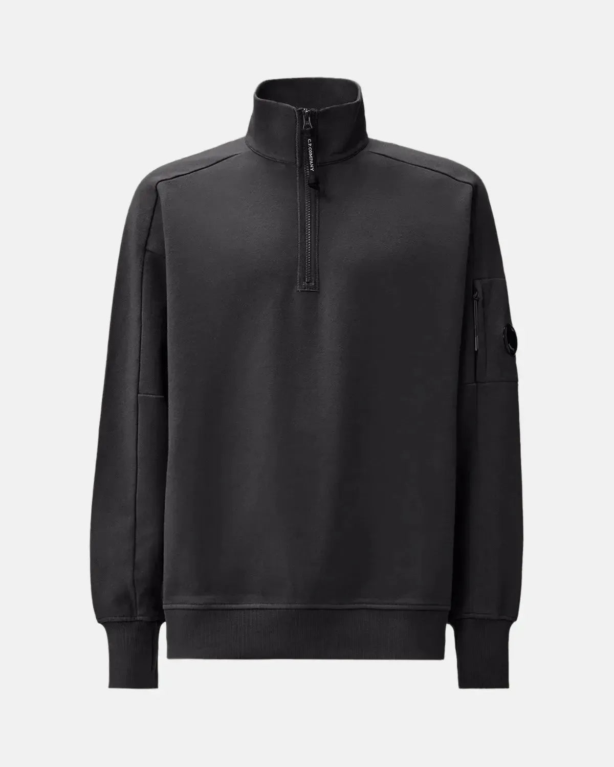 CP COMPANY-CP COMPANY DIAGONAL RAISED FLEECE 1/4 ZIP SWEATSHIRT TOTAL ECLIPSE-NORTHERN THREADS DESIGNER MENSWEAR