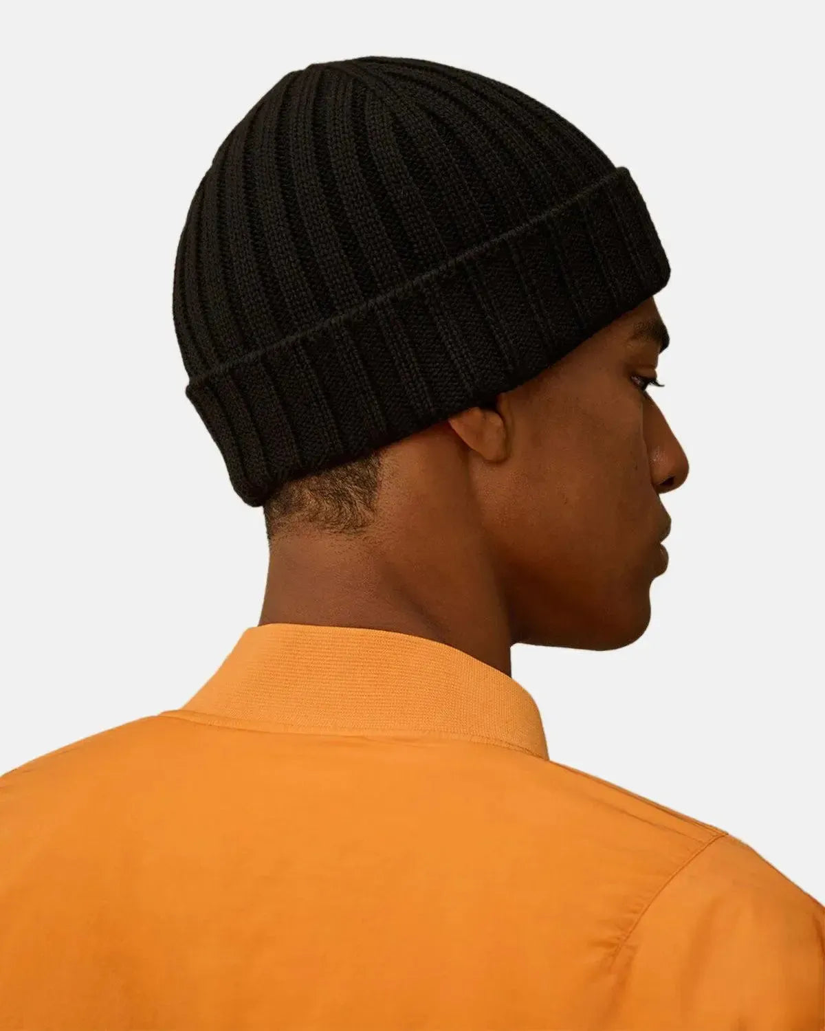 CP COMPANY-CP COMPANY EXTRA FINE MERINO WOOL LOGO BEANIE BLACK-NORTHERN THREADS DESIGNER MENSWEAR