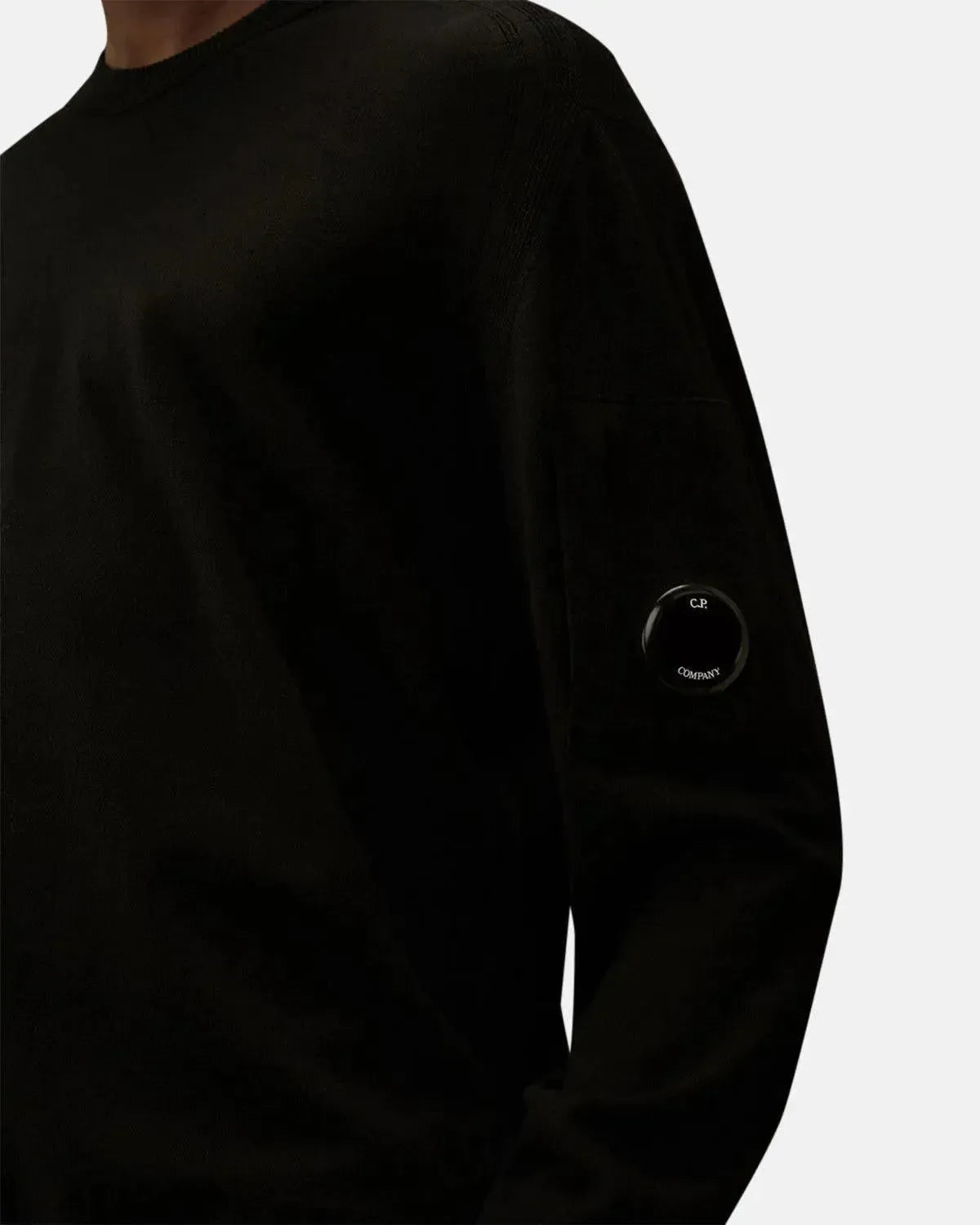 CP COMPANY-CP COMPANY EXTRAFINE MERINO WOOL CREWNECK SWEATER BLACK-NORTHERN THREADS DESIGNER MENSWEAR