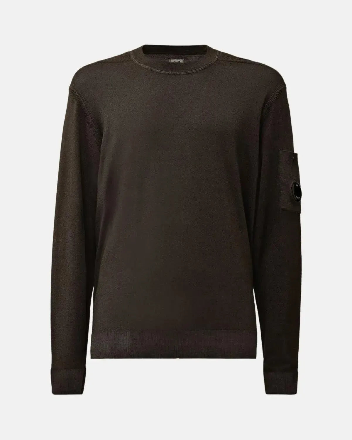 CP COMPANY-CP COMPANY MERINO WOOL LENS DETAIL CREWNECK KNIT BLACK-NORTHERN THREADS DESIGNER MENSWEAR