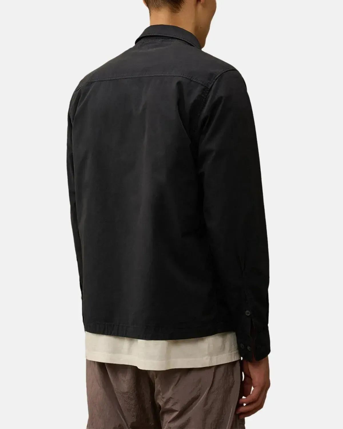 CP COMPANY-CP COMPANY ORGANIC GABARDINE FULL ZIP OVERSHIRT TOTAL ECLIPSE-NORTHERN THREADS DESIGNER MENSWEAR