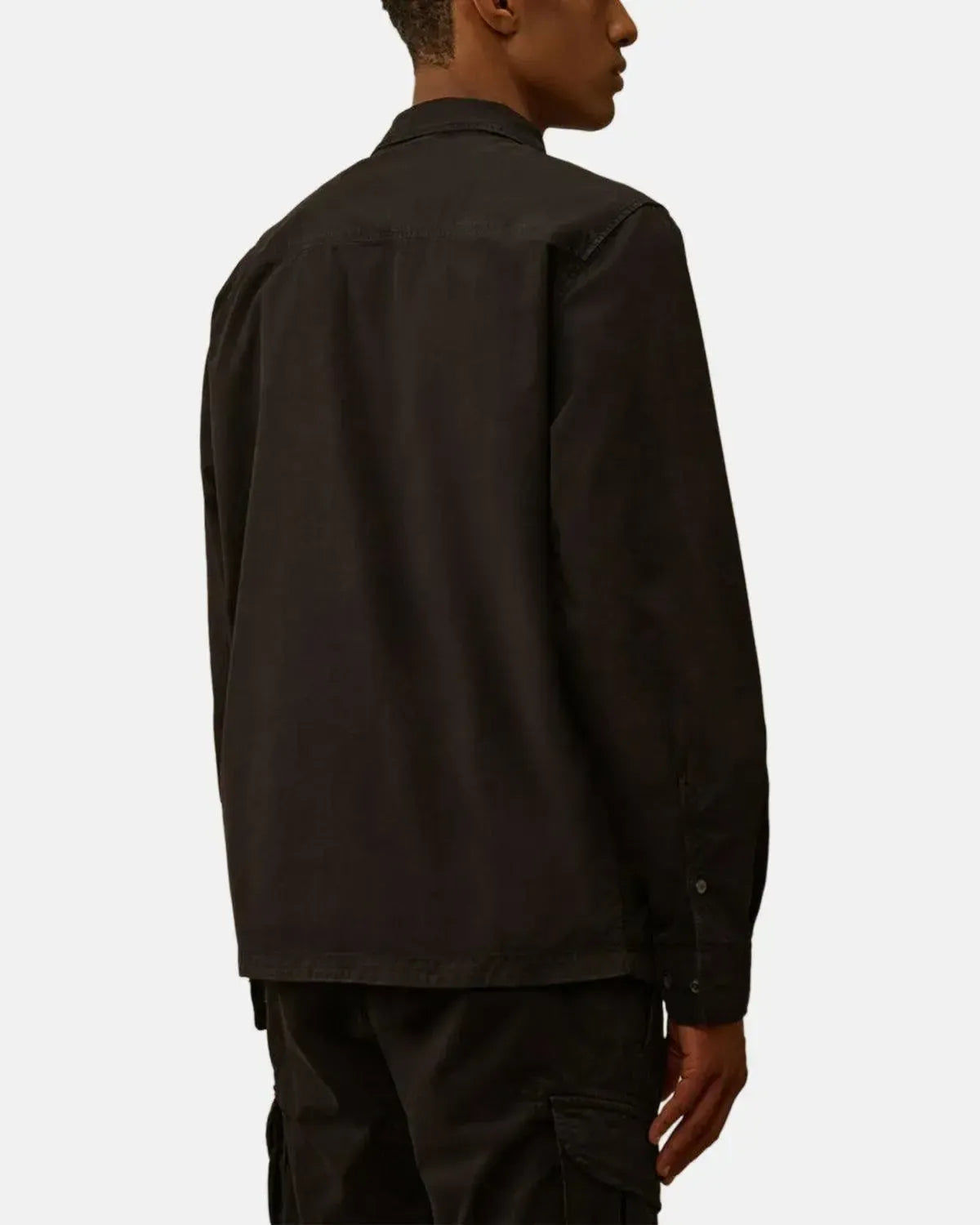 CP COMPANY-CP COMPANY ORGANIC GABARDINE ZIPPED OVERSHIRT BLACK-NORTHERN THREADS DESIGNER MENSWEAR