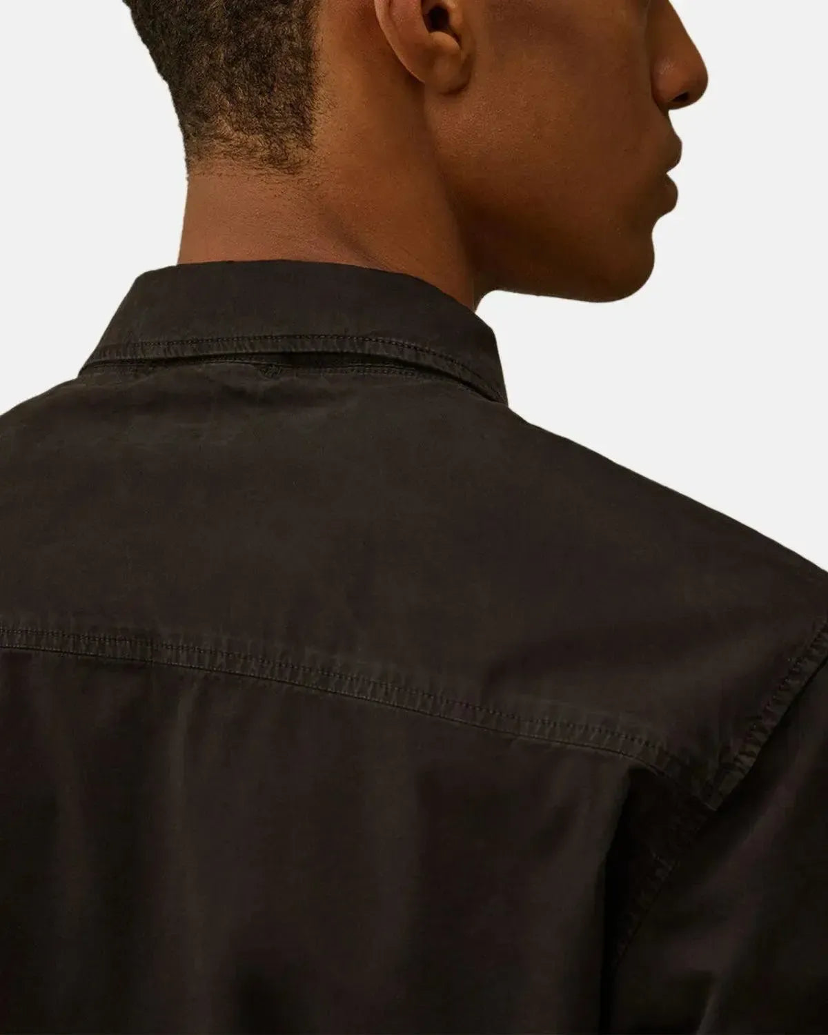 CP COMPANY-CP COMPANY ORGANIC GABARDINE ZIPPED OVERSHIRT BLACK-NORTHERN THREADS DESIGNER MENSWEAR