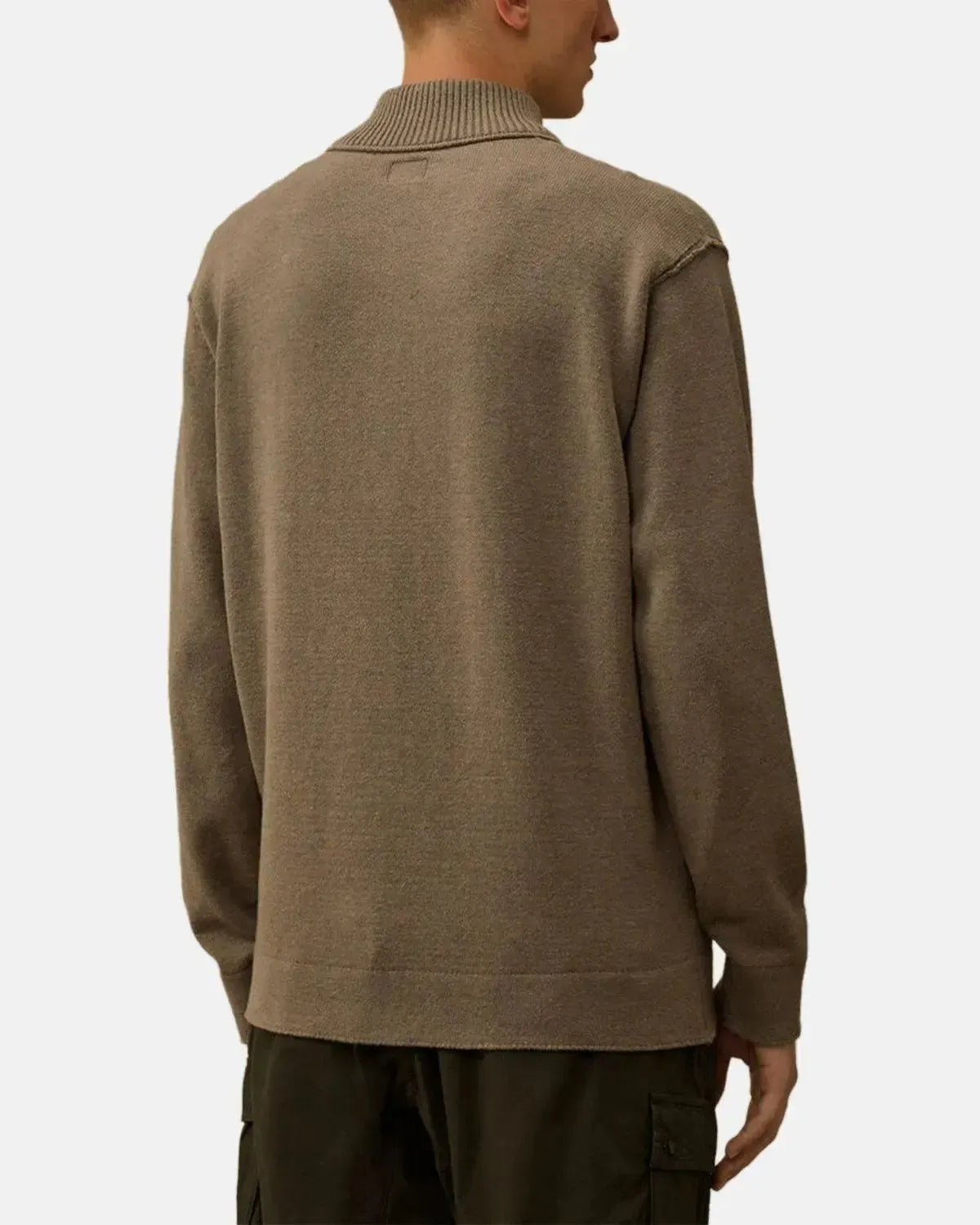 CP COMPANY-CP COMPANY SOFT COTTON STRETCH CHEST POCKET 1/4 ZIP KNIT GUNMETAL GREY-NORTHERN THREADS DESIGNER MENSWEAR