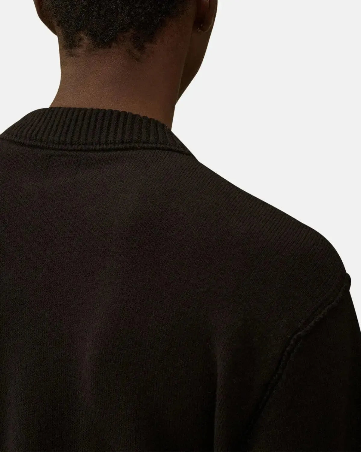 CP COMPANY-CP COMPANY SOFT COTTON STRETCH CHEST POCKET CREWNECK KNIT BLACK-NORTHERN THREADS DESIGNER MENSWEAR