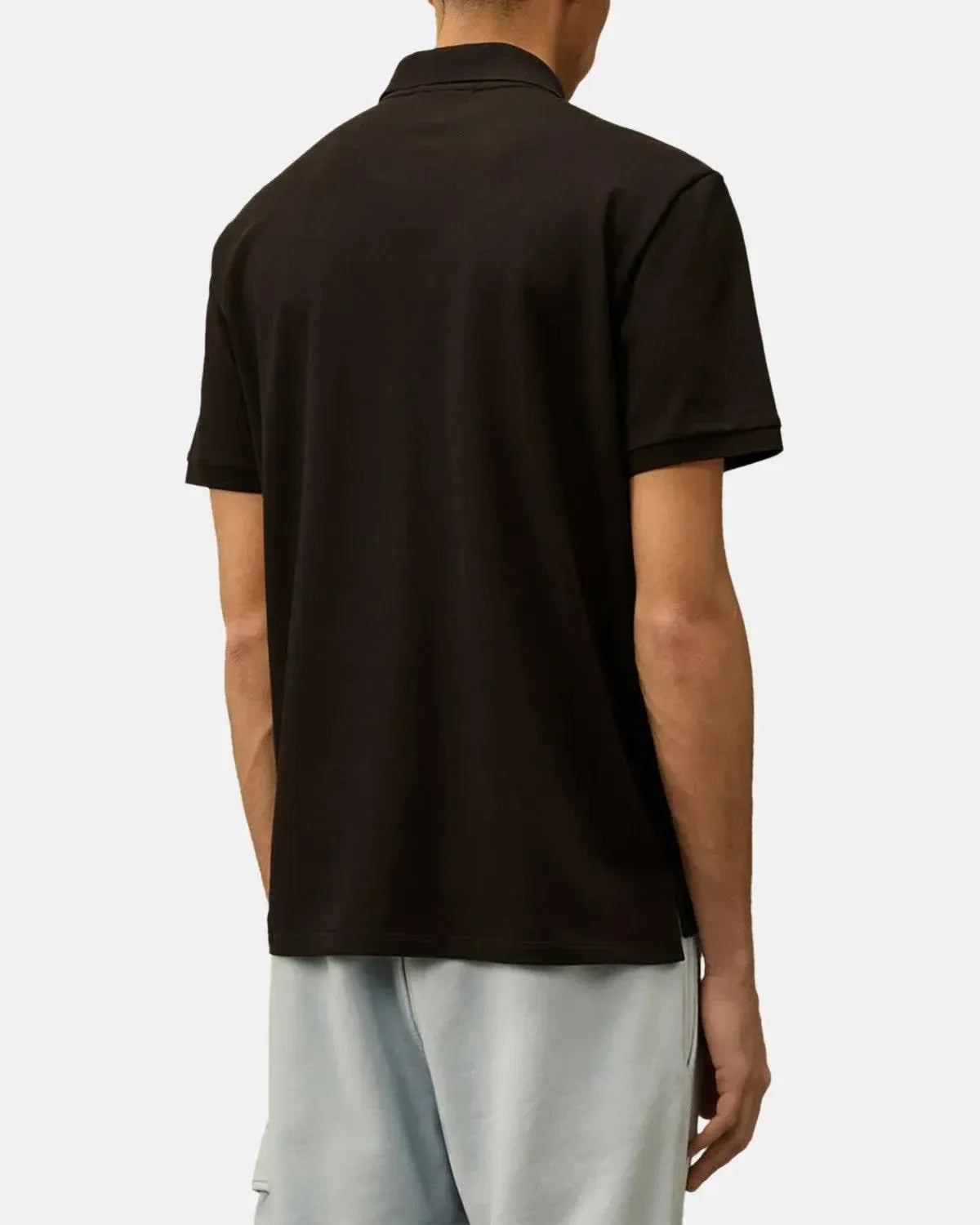 CP COMPANY-CP COMPANY STRETCH PIQUET LOGO POLO BLACK-NORTHERN THREADS DESIGNER MENSWEAR