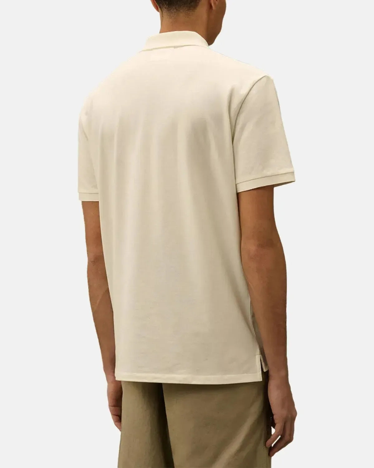 CP COMPANY-CP COMPANY STRETCH PIQUET LOGO POLO GAUZE WHITE-NORTHERN THREADS DESIGNER MENSWEAR