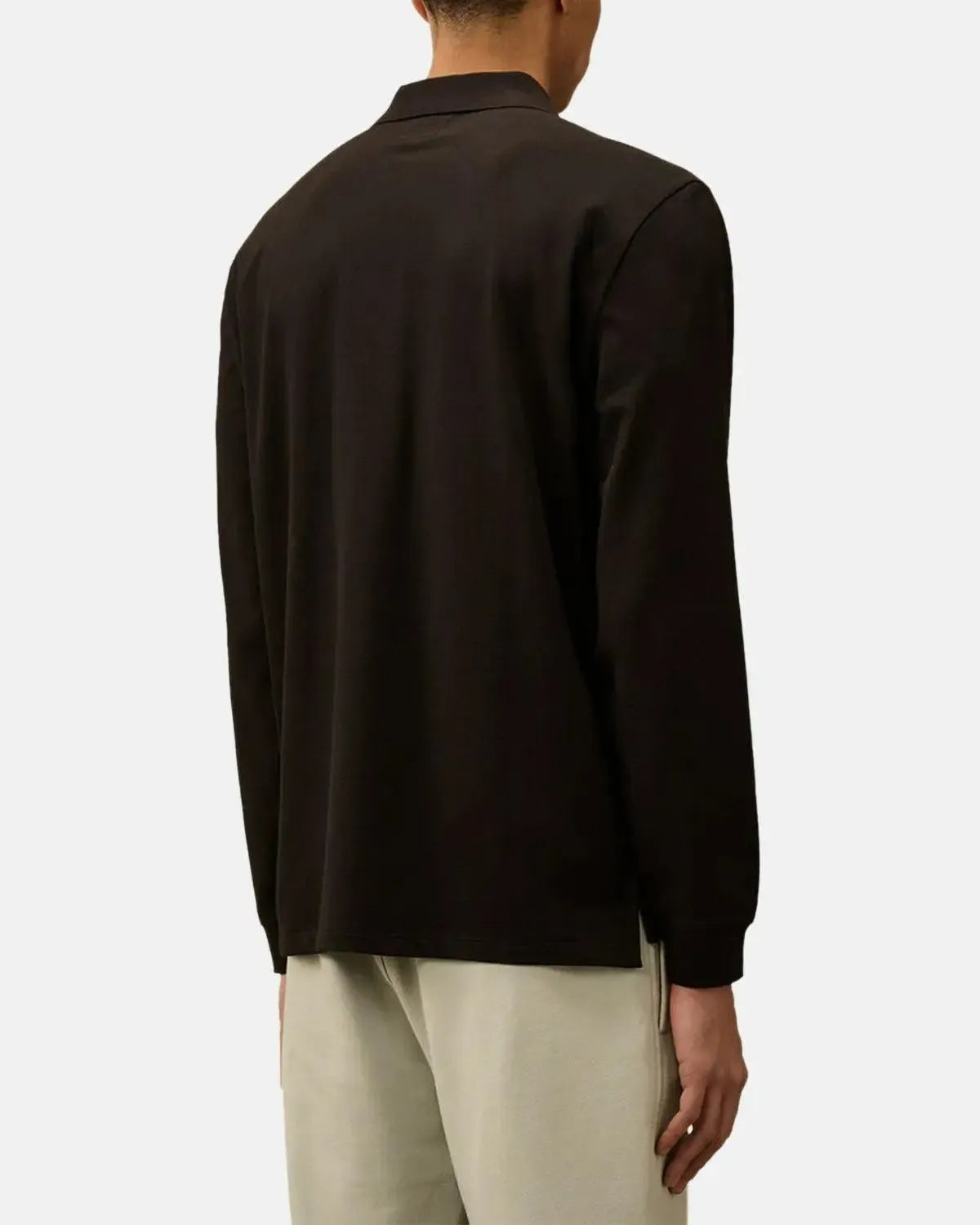 CP COMPANY-CP COMPANY STRETCH PIQUET LONGSLEEVE POLO BLACK-NORTHERN THREADS DESIGNER MENSWEAR