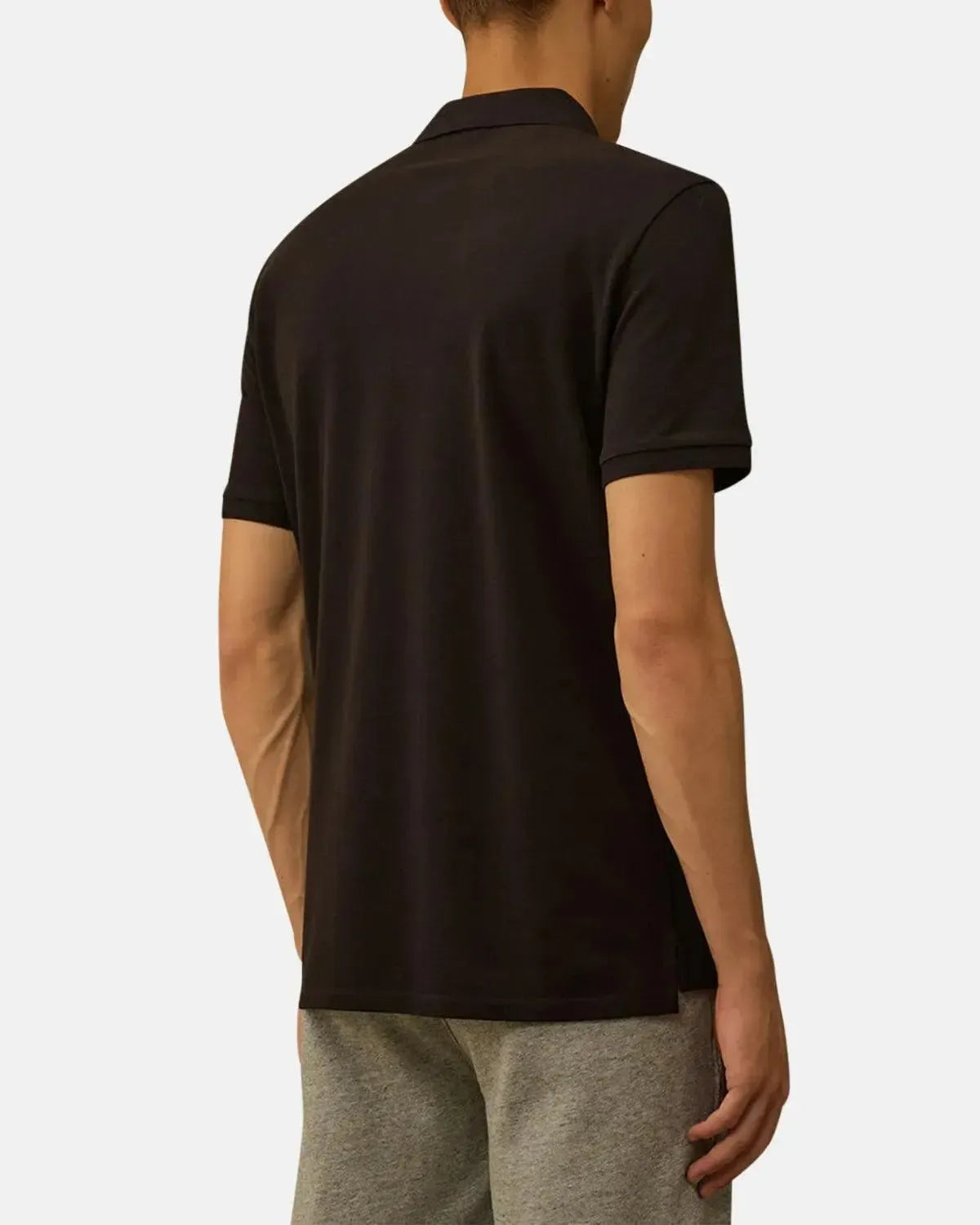 CP COMPANY-CP COMPANY STRETCH PIQUET SHORT SLEEVE POLO BLACK-NORTHERN THREADS DESIGNER MENSWEAR