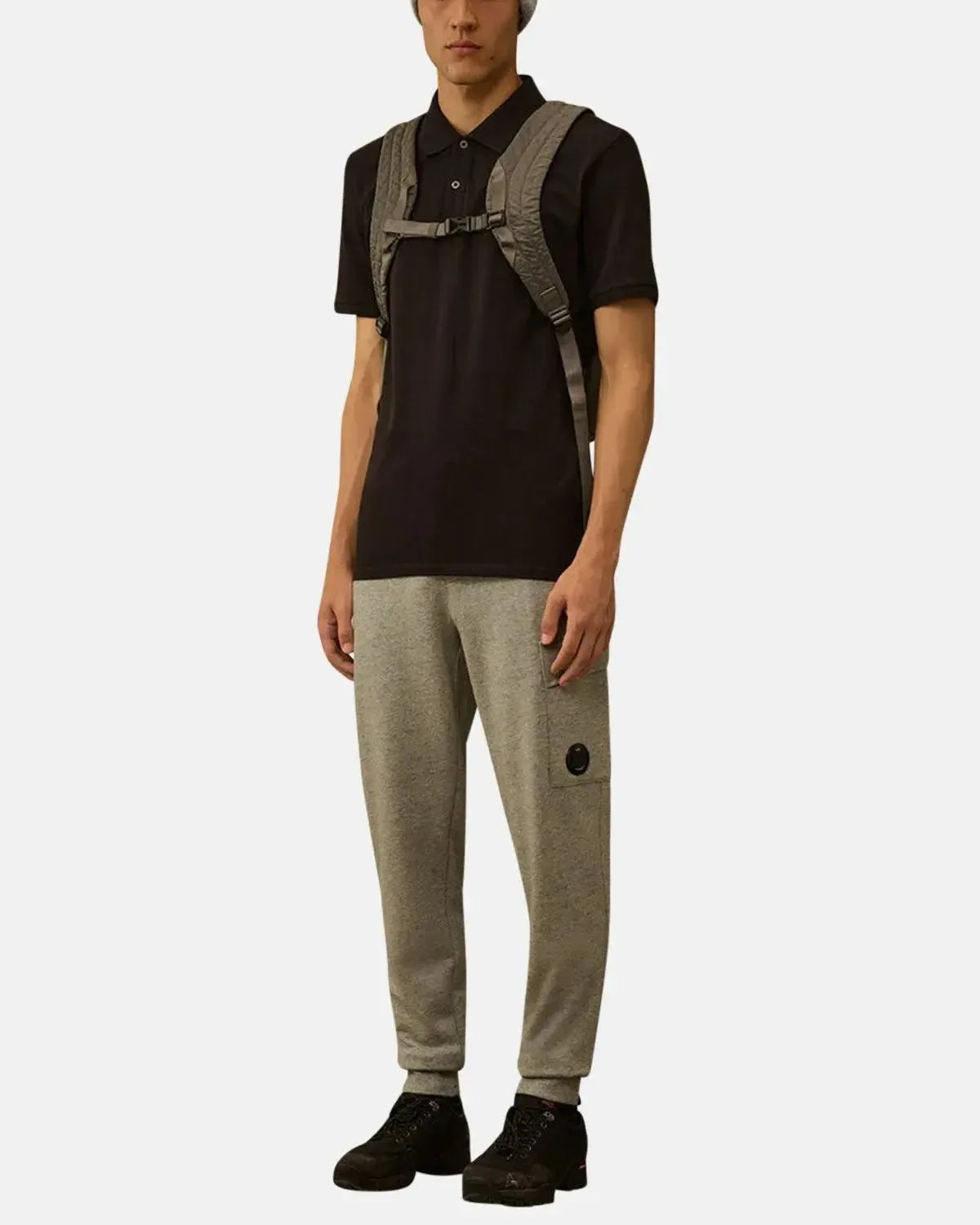CP COMPANY-CP COMPANY STRETCH PIQUET SHORT SLEEVE POLO BLACK-NORTHERN THREADS DESIGNER MENSWEAR