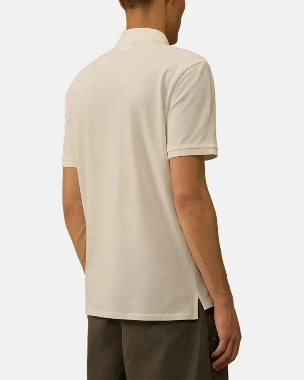 CP COMPANY-CP COMPANY STRETCH PIQUET SHORT SLEEVE POLO GAUZE WHITE-NORTHERN THREADS DESIGNER MENSWEAR
