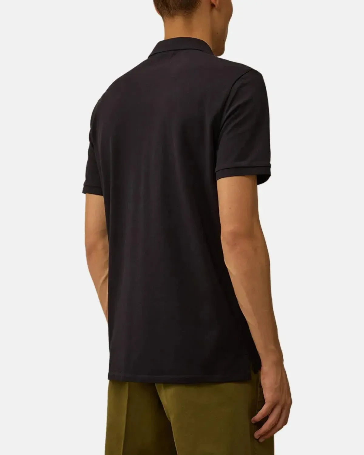 CP COMPANY-CP COMPANY STRETCH PIQUET SHORT SLEEVE POLO TOTAL ECLIPSE-NORTHERN THREADS DESIGNER MENSWEAR