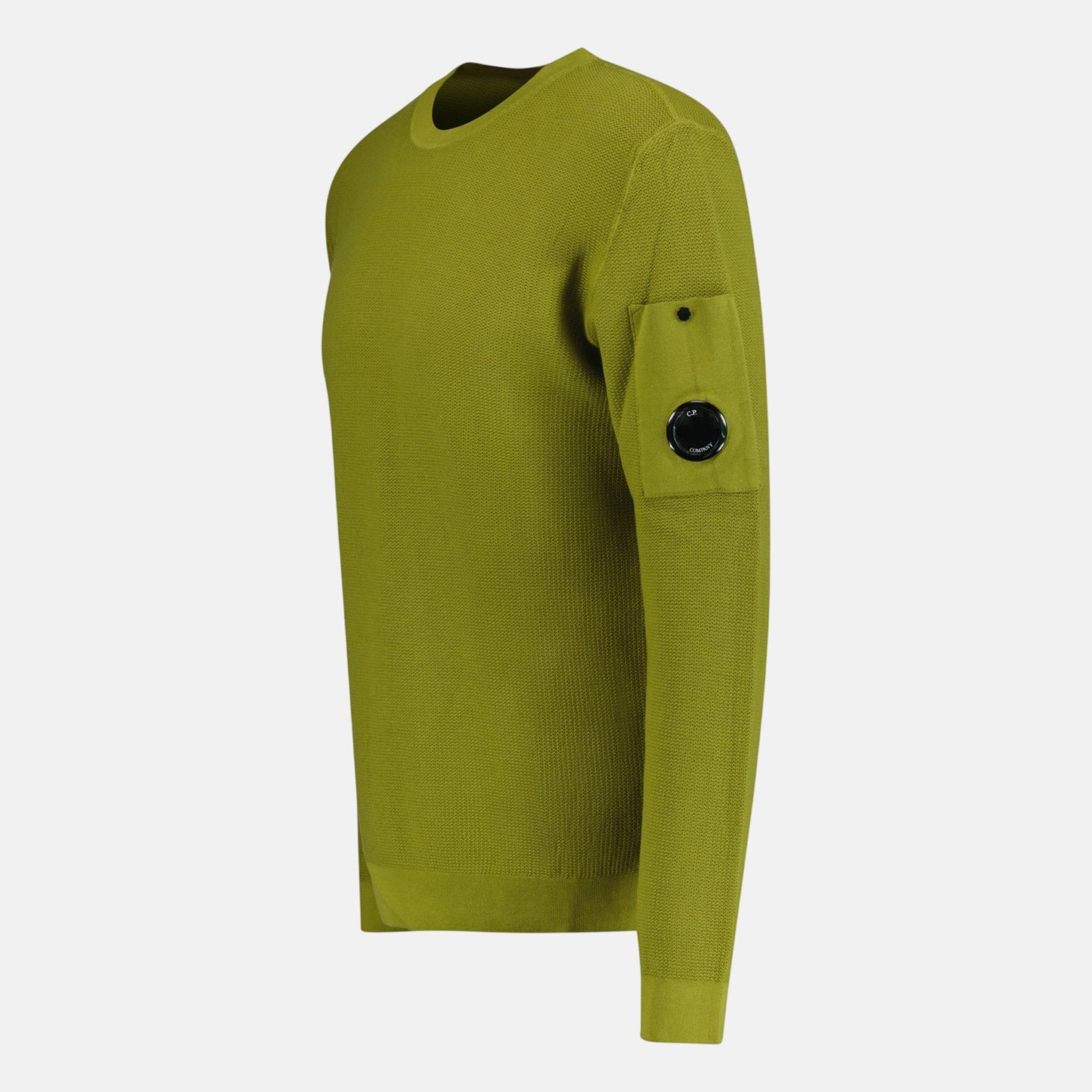 CP Company Crepe Arm Lens Knitted Jumper Olive - northern threads