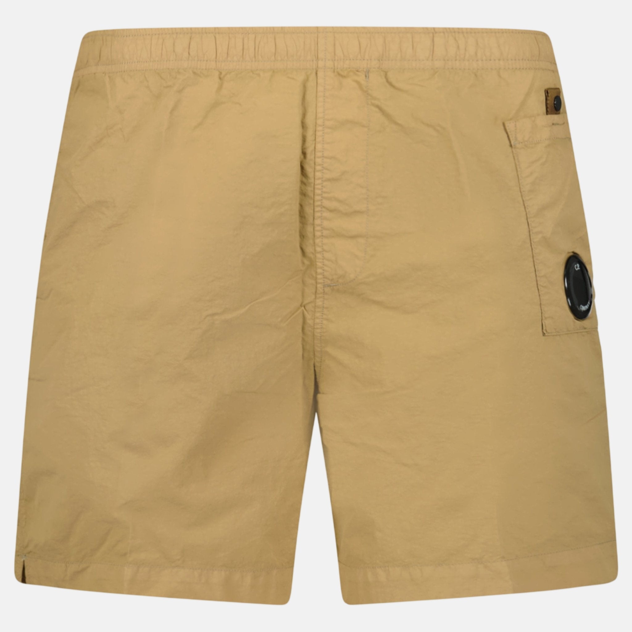 CP Company Flatt Nylon Lens - Detail Swim Shorts Sand - A36 - northern threads uk